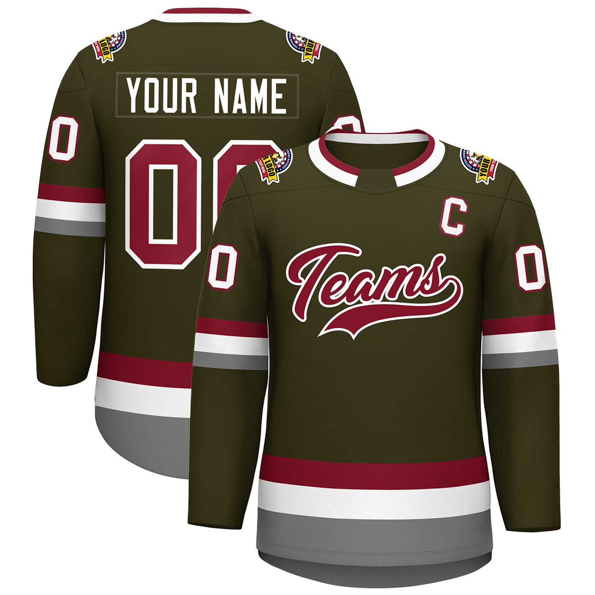 Custom Olive Crimson-White Classic Style Hockey Jersey | KXKSHOP