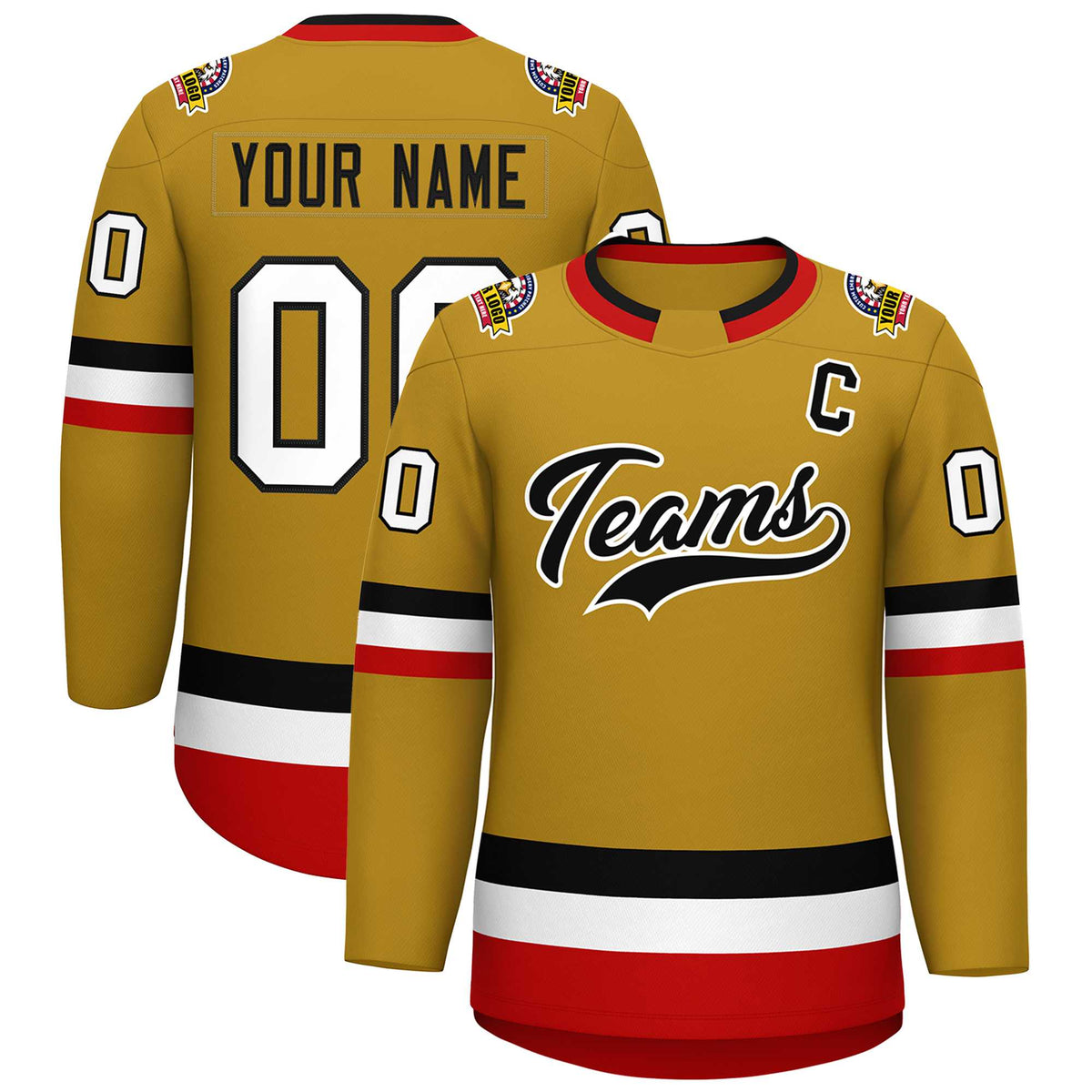 Custom Old Gold Black-White Classic Style Hockey Jersey | KXKSHOP