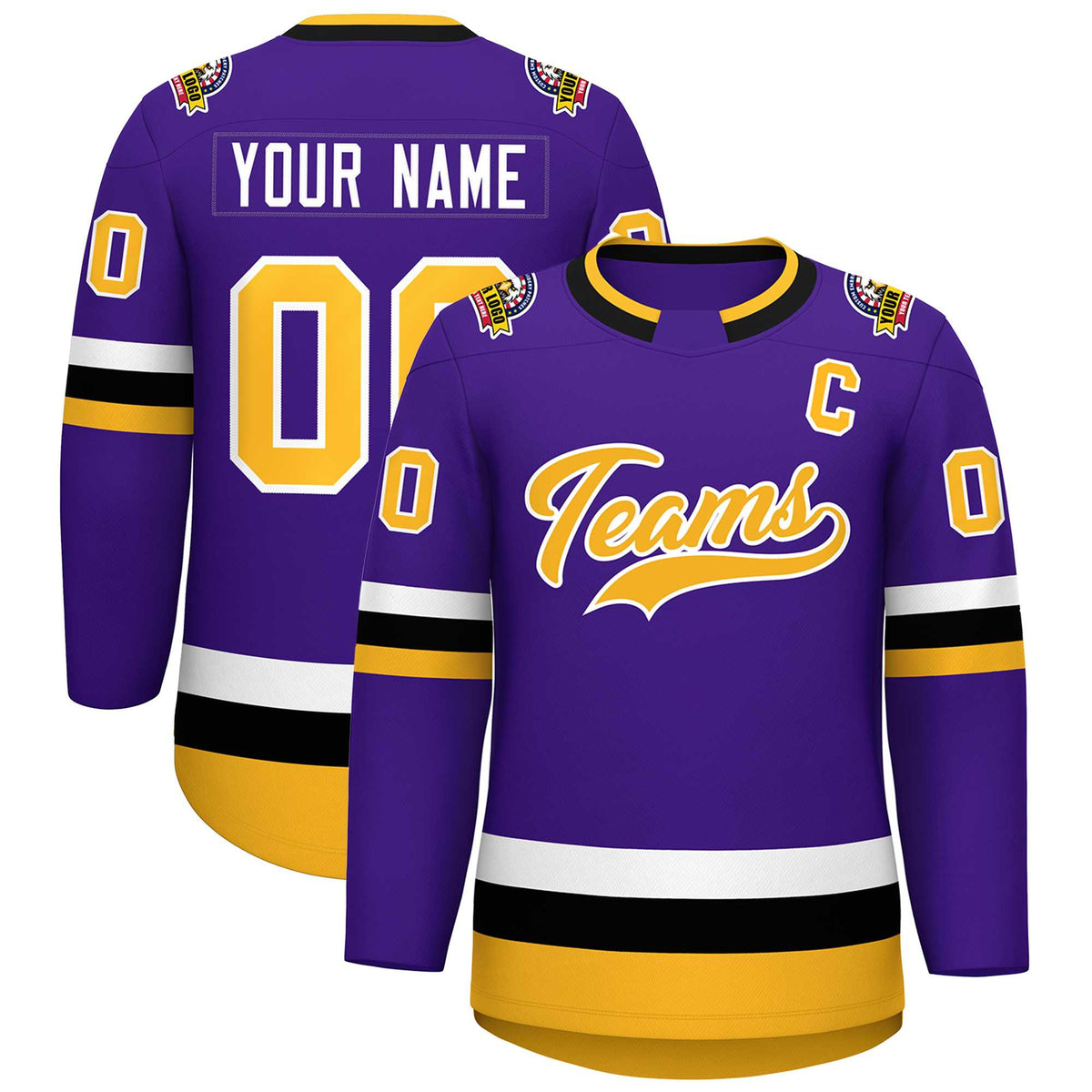 Custom Purple Gold-White Classic Style Hockey Jersey | KXKSHOP