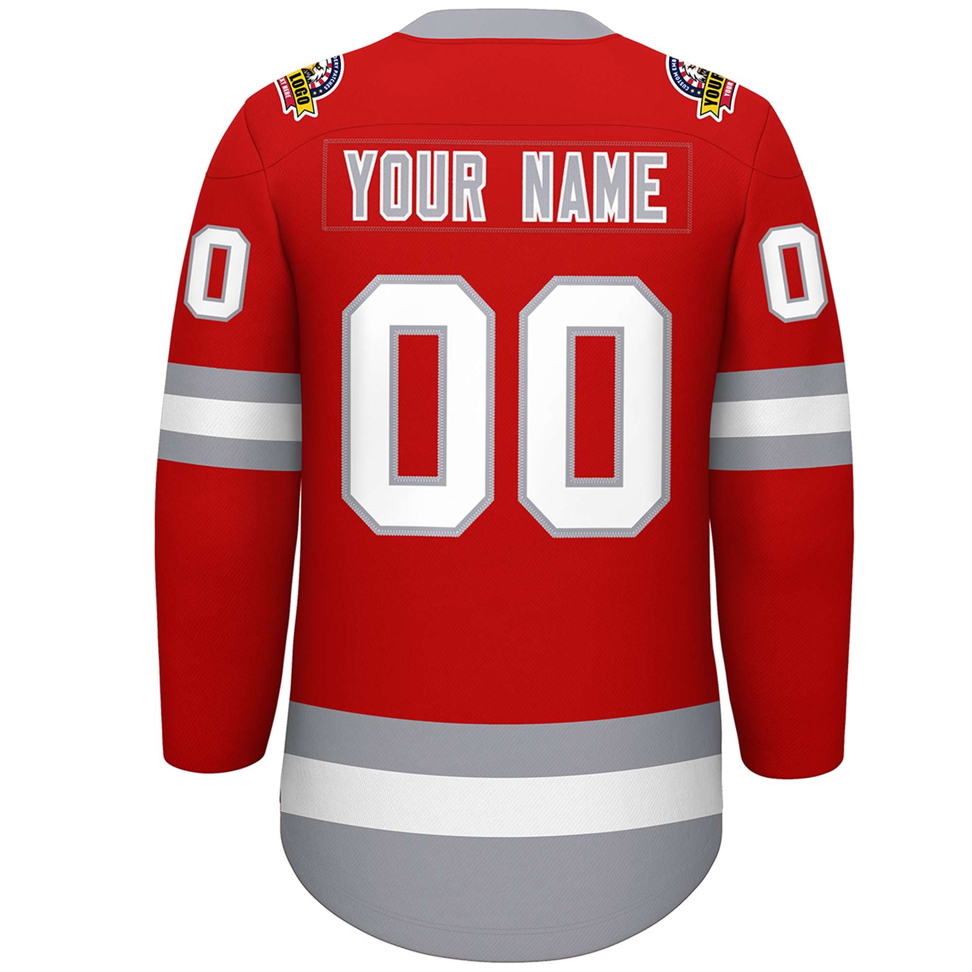 Custom Red White-Gray Lace-Up Neck Hockey Jersey | KXKSHOP