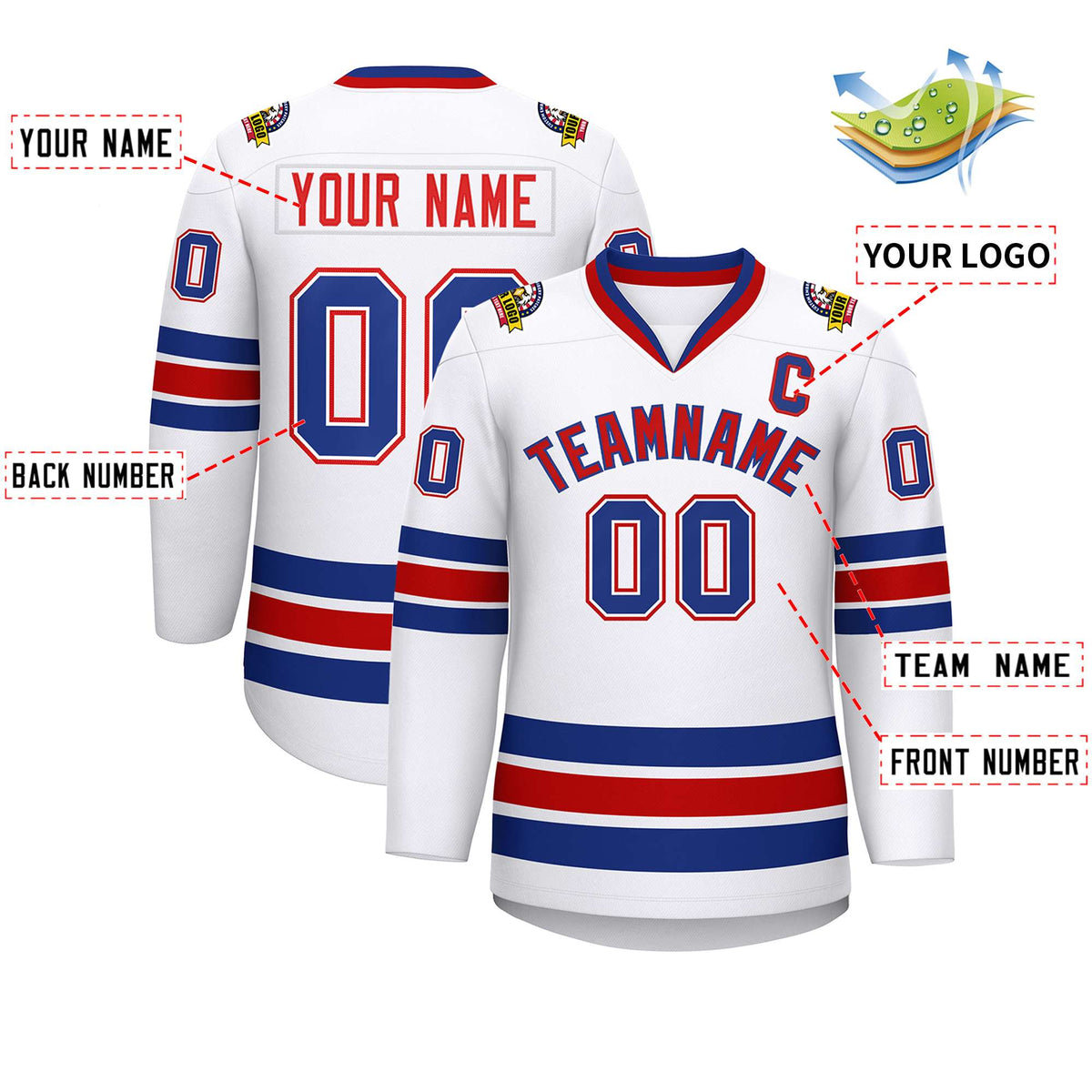 Custom White Red-Royal Classic Style Hockey Jersey | KXKSHOP