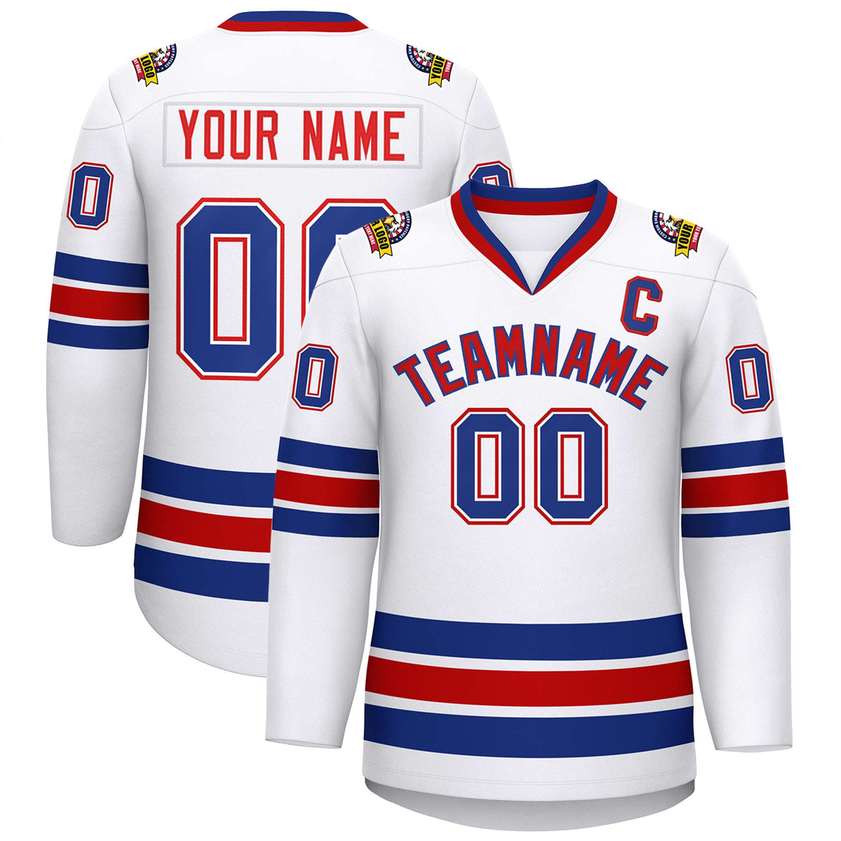 Custom White Red-Royal Classic Style Hockey Jersey | KXKSHOP