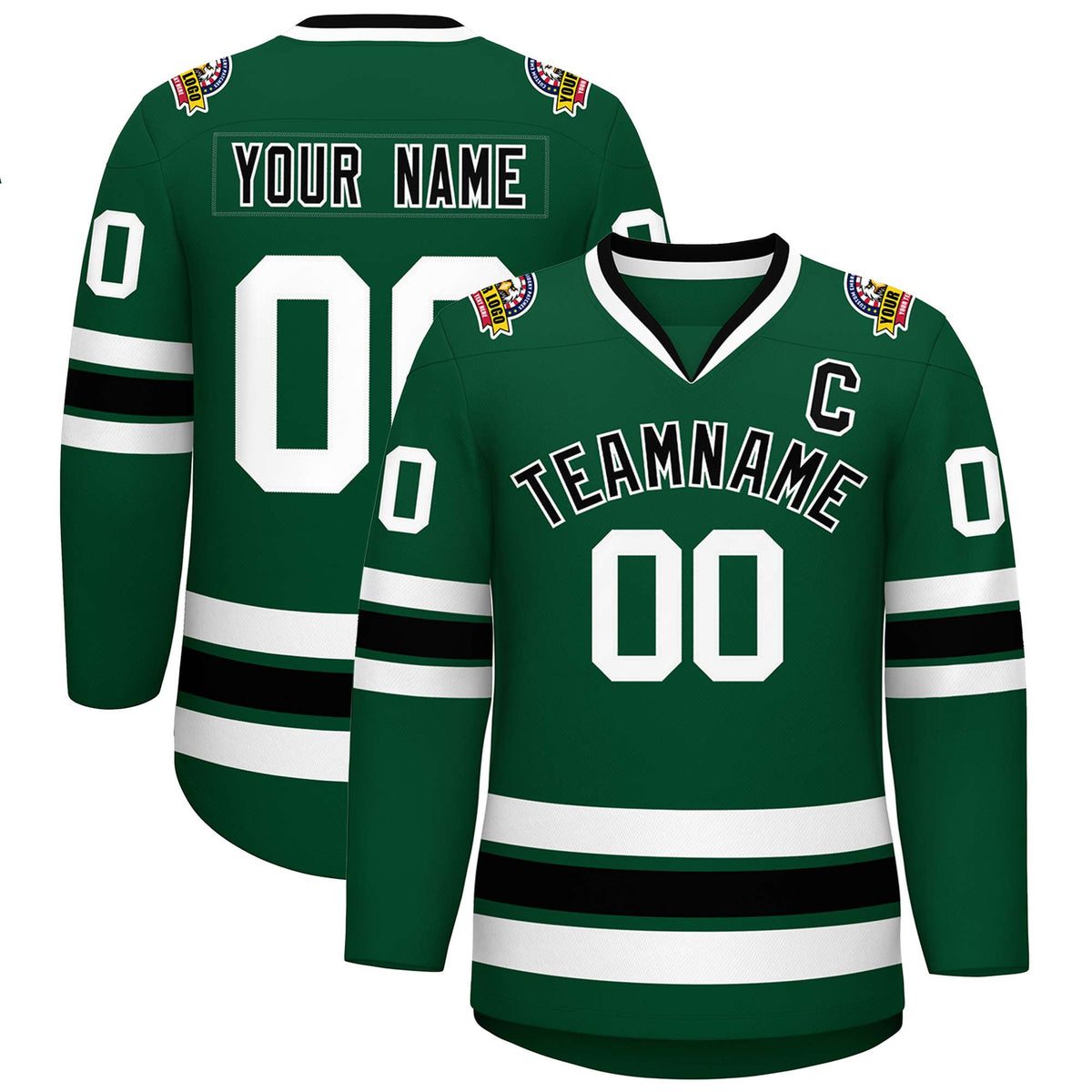 Custom Green Black-White Classic Style Hockey Jersey | KXKSHOP