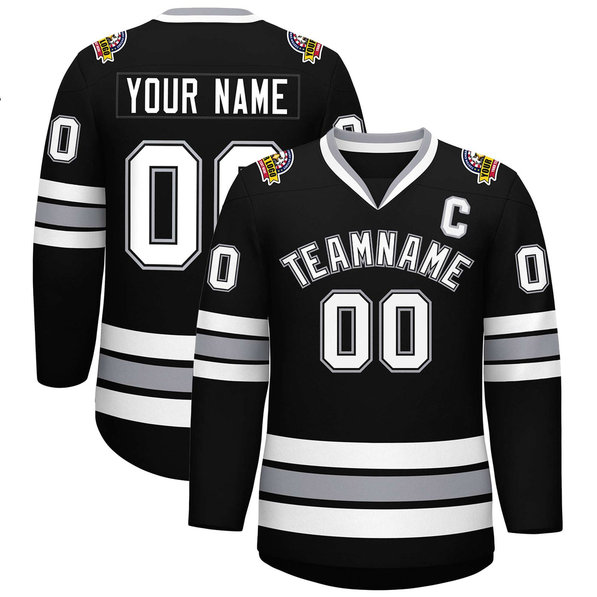 Custom Black White Black-Gray Classic Style Hockey Jersey | KXKSHOP