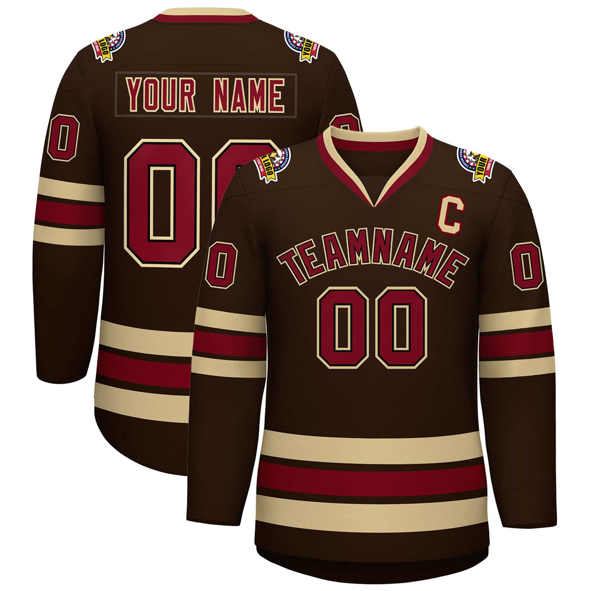 Custom Brown Crimson-Black Classic Style Hockey Jersey | KXKSHOP