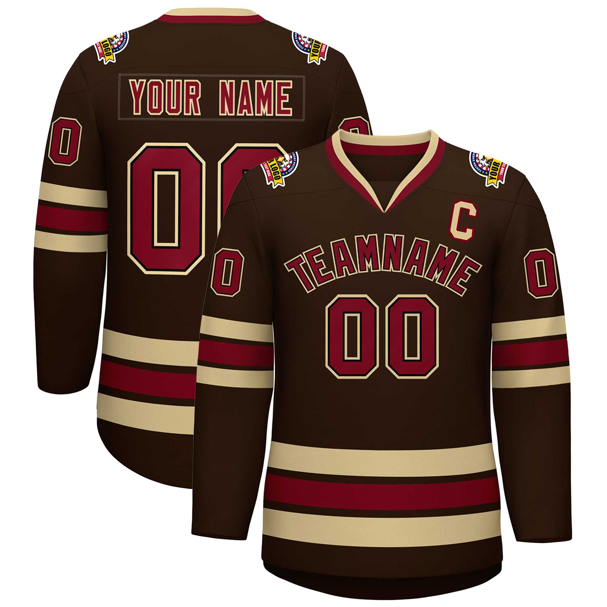 Custom Brown Crimson-Black Classic Style Hockey Jersey | KXKSHOP