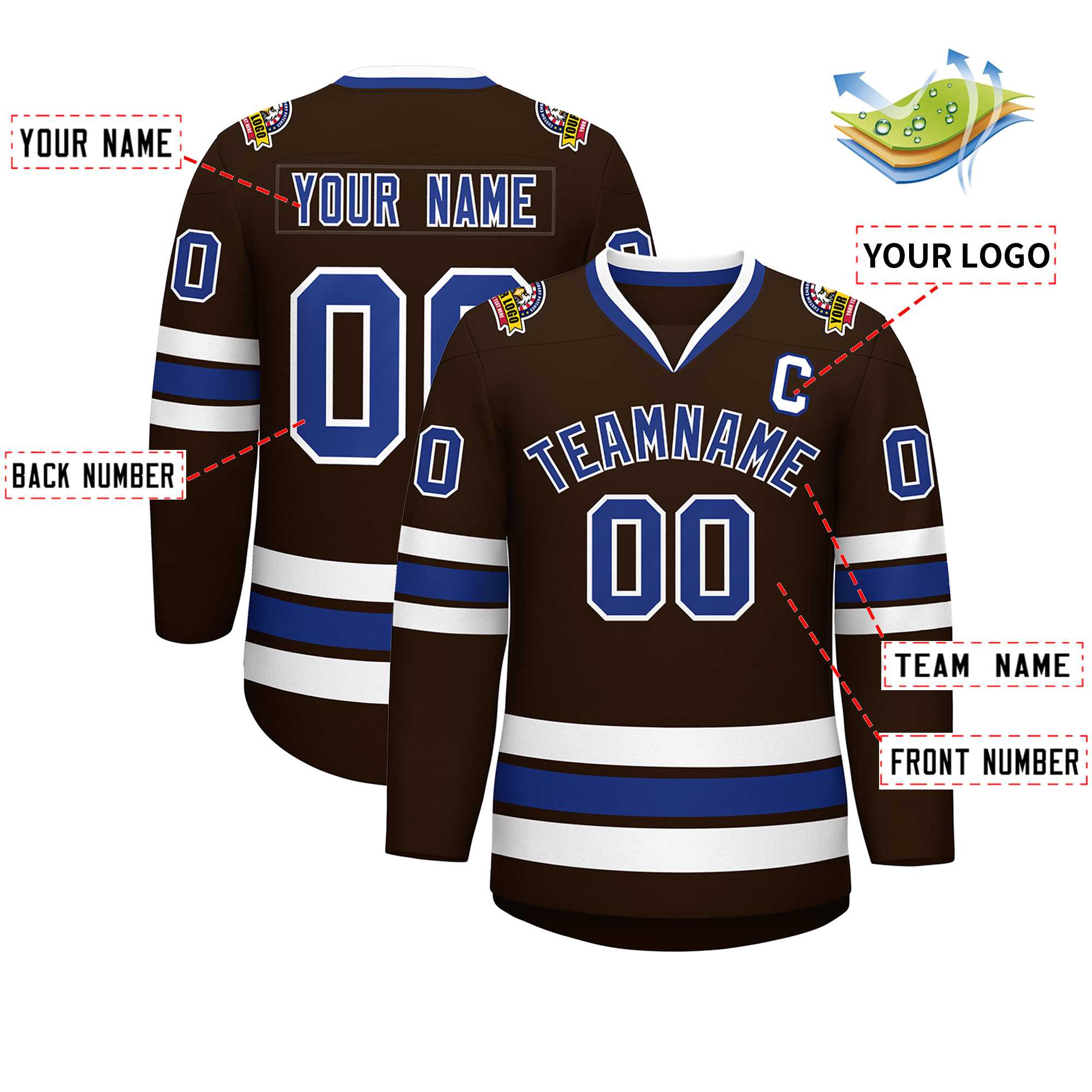 Custom Brown Royal-White Classic Style Hockey Jersey | KXKSHOP