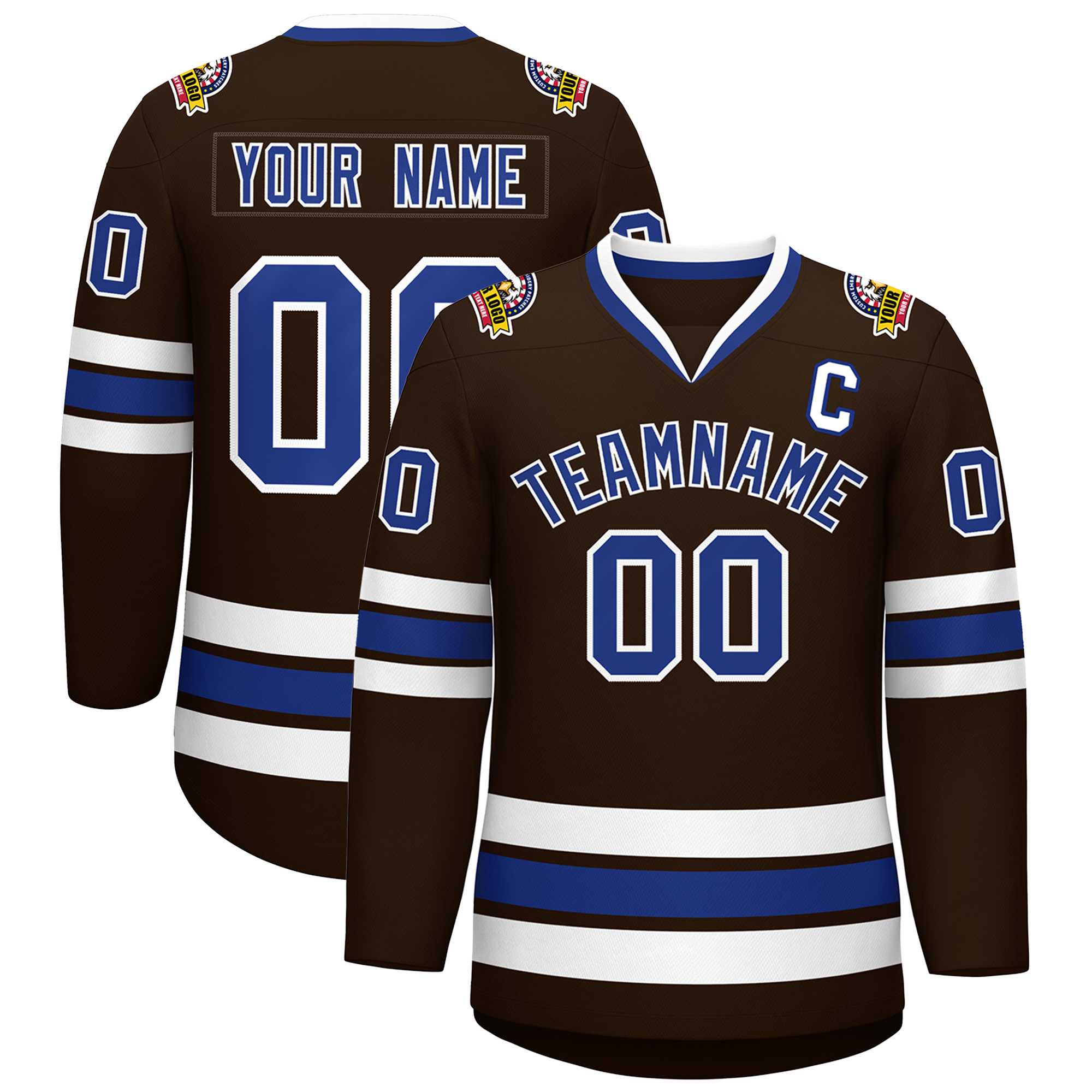 Custom Brown Royal-White Classic Style Hockey Jersey | KXKSHOP