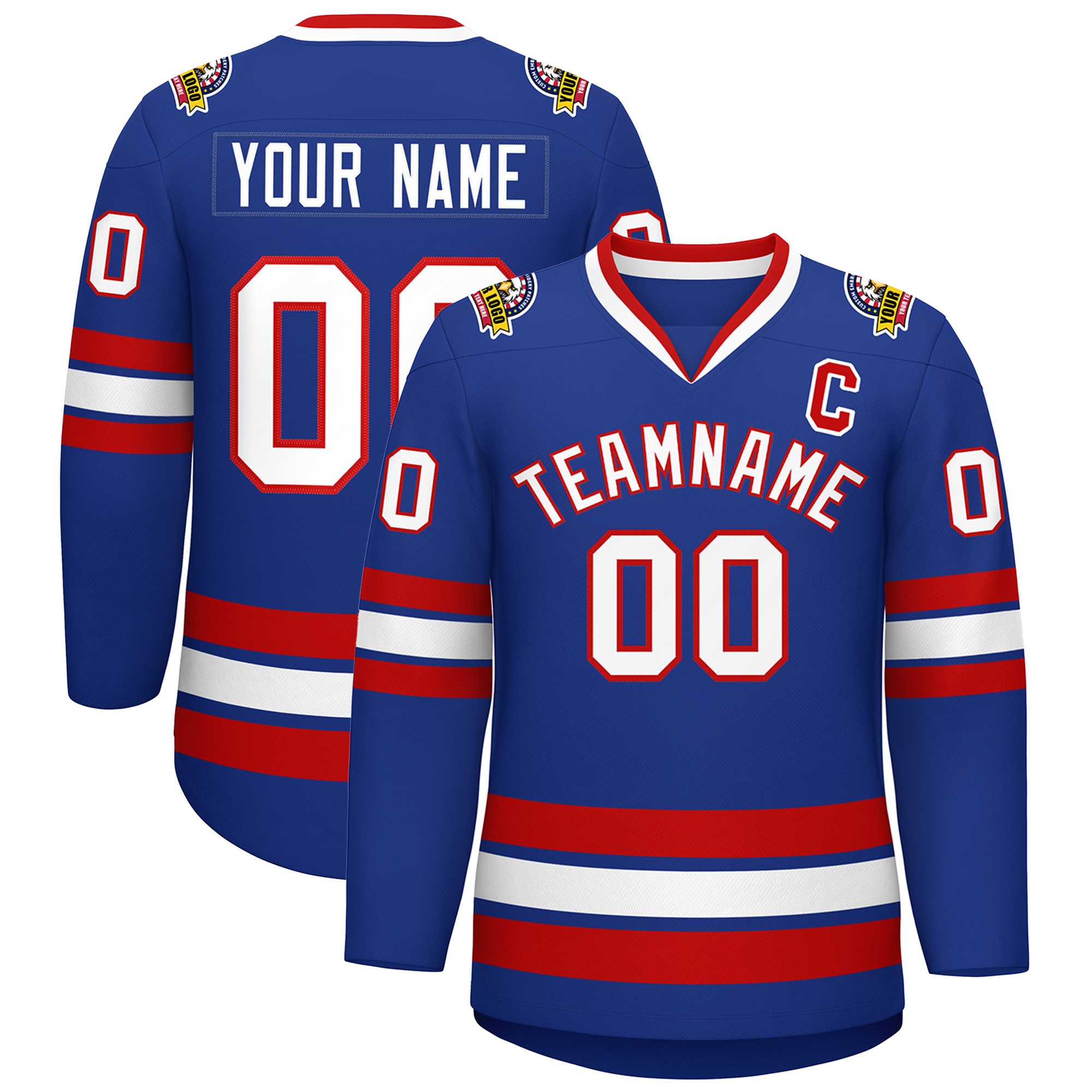 Custom Royal White-Red Classic Style Hockey Jersey | KXKSHOP