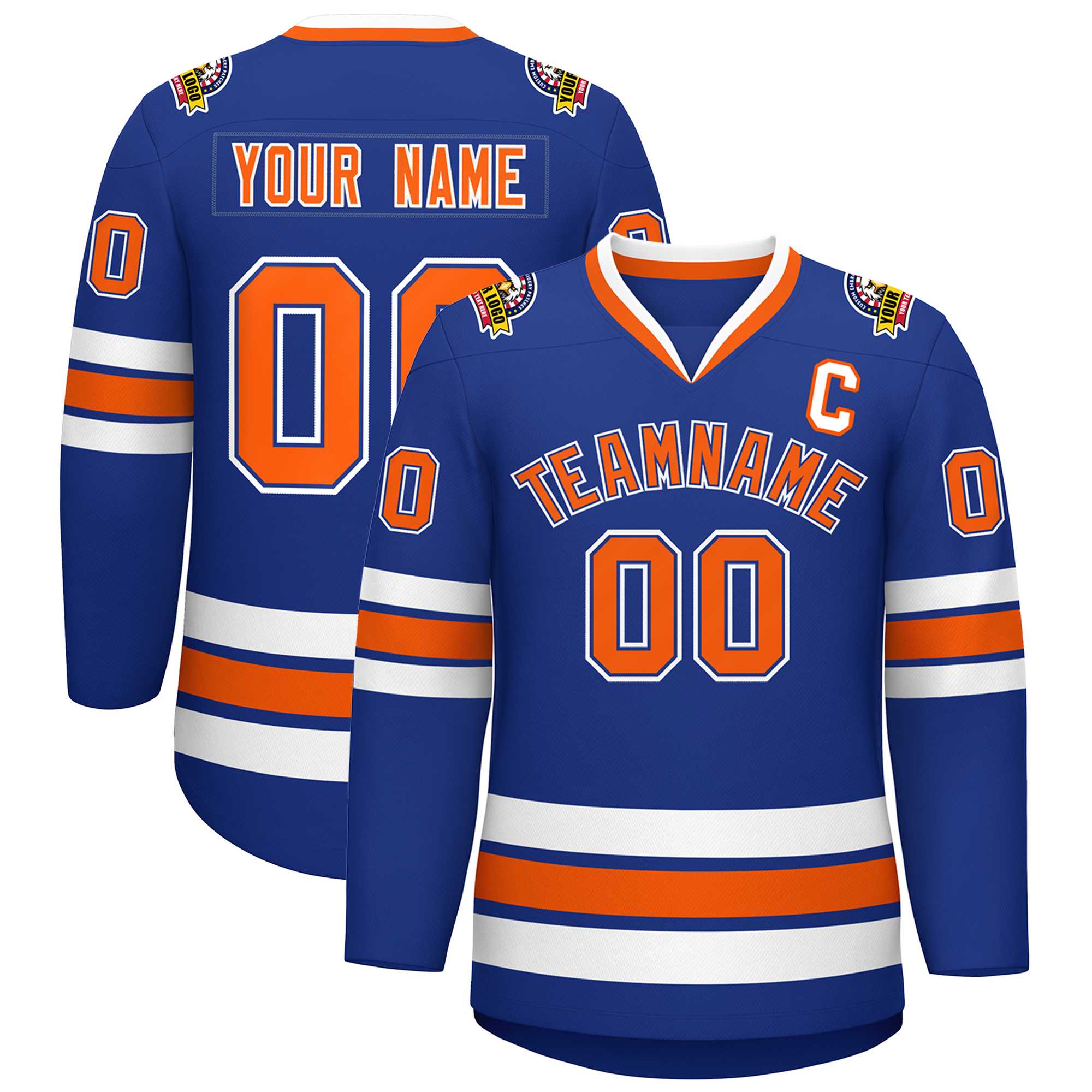 Custom Royal Orange Royal-White Classic Style Hockey Jersey | KXKSHOP