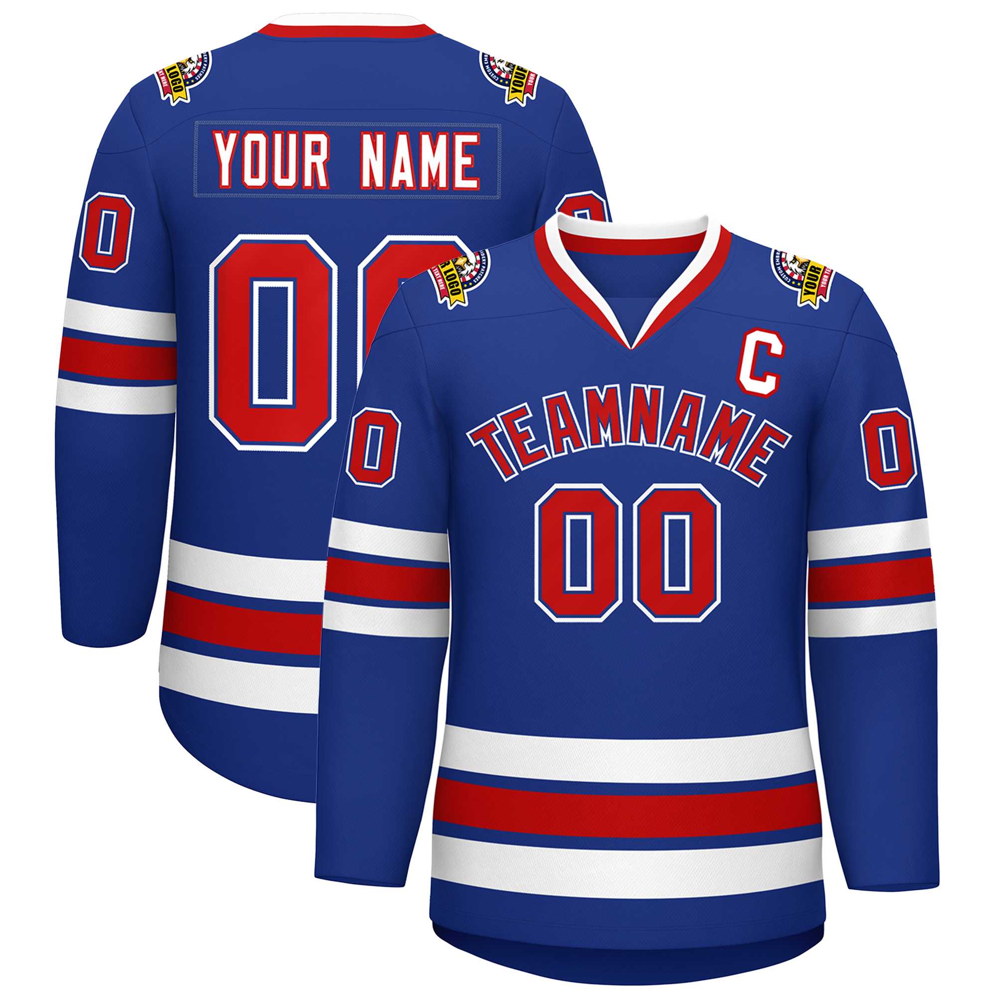 Custom Royal Red Royal-White Classic Style Hockey Jersey | KXKSHOP