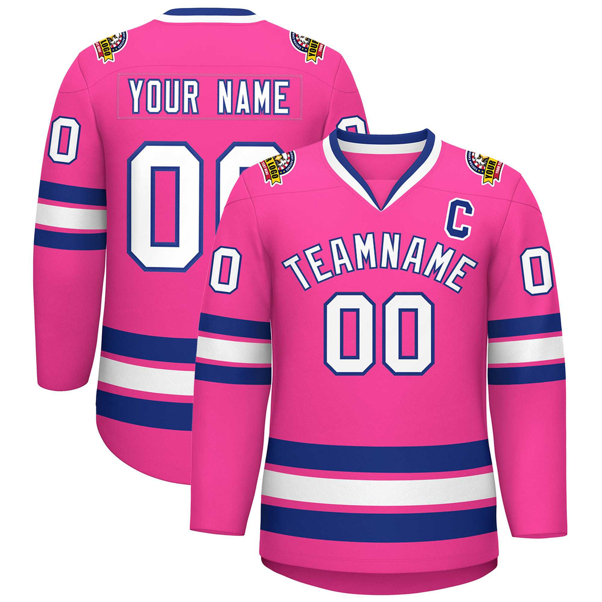 Custom Pink White-Royal Classic Style Hockey Jersey | KXKSHOP