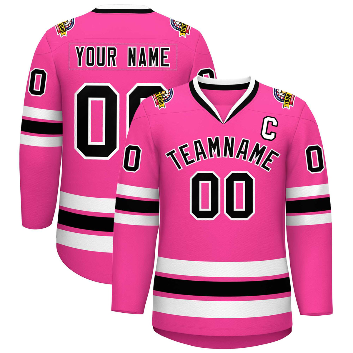 Custom Pink Black-White Classic Style Hockey Jersey | KXKSHOP
