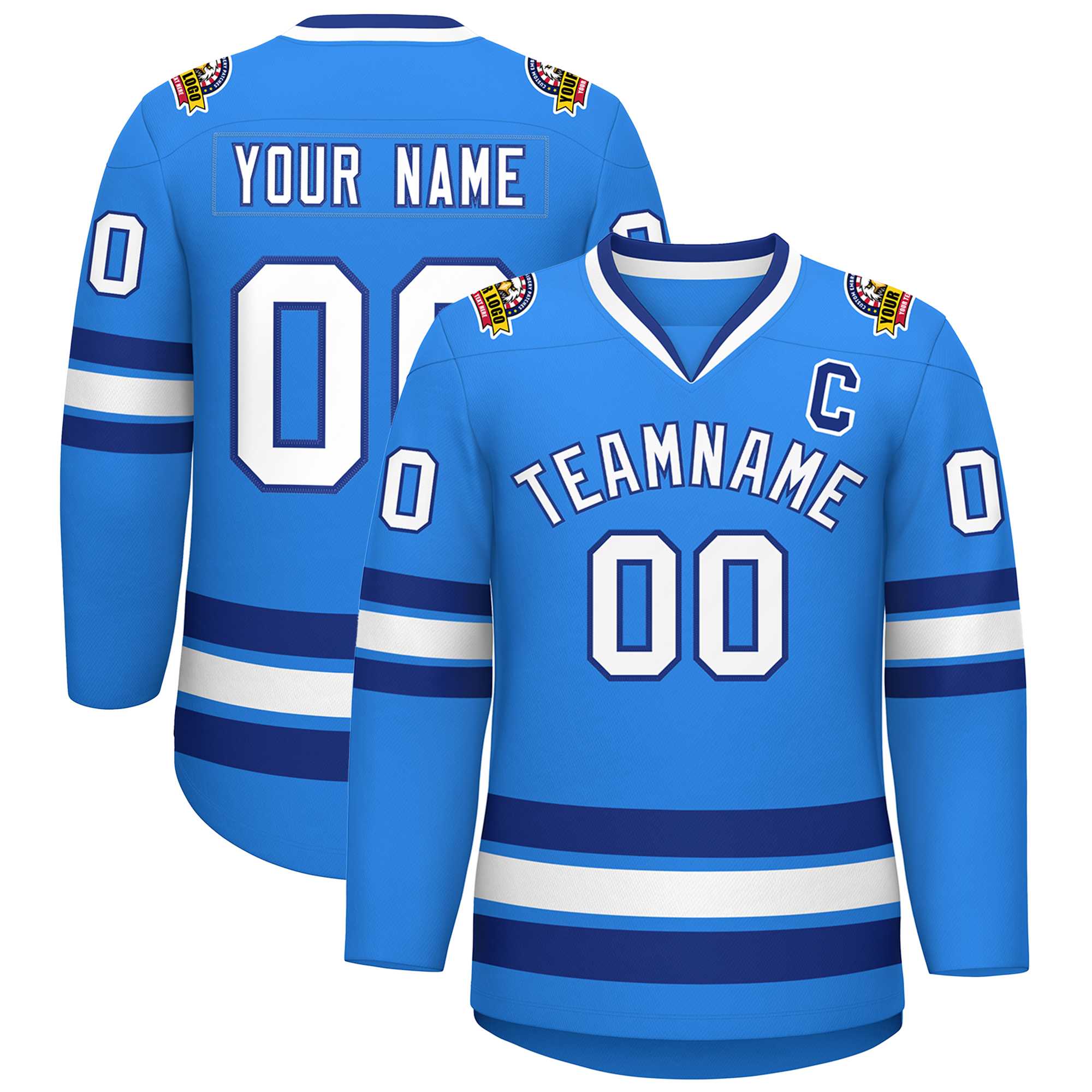 Custom Powder Blue White-Royal Classic Style Hockey Jersey | KXKSHOP