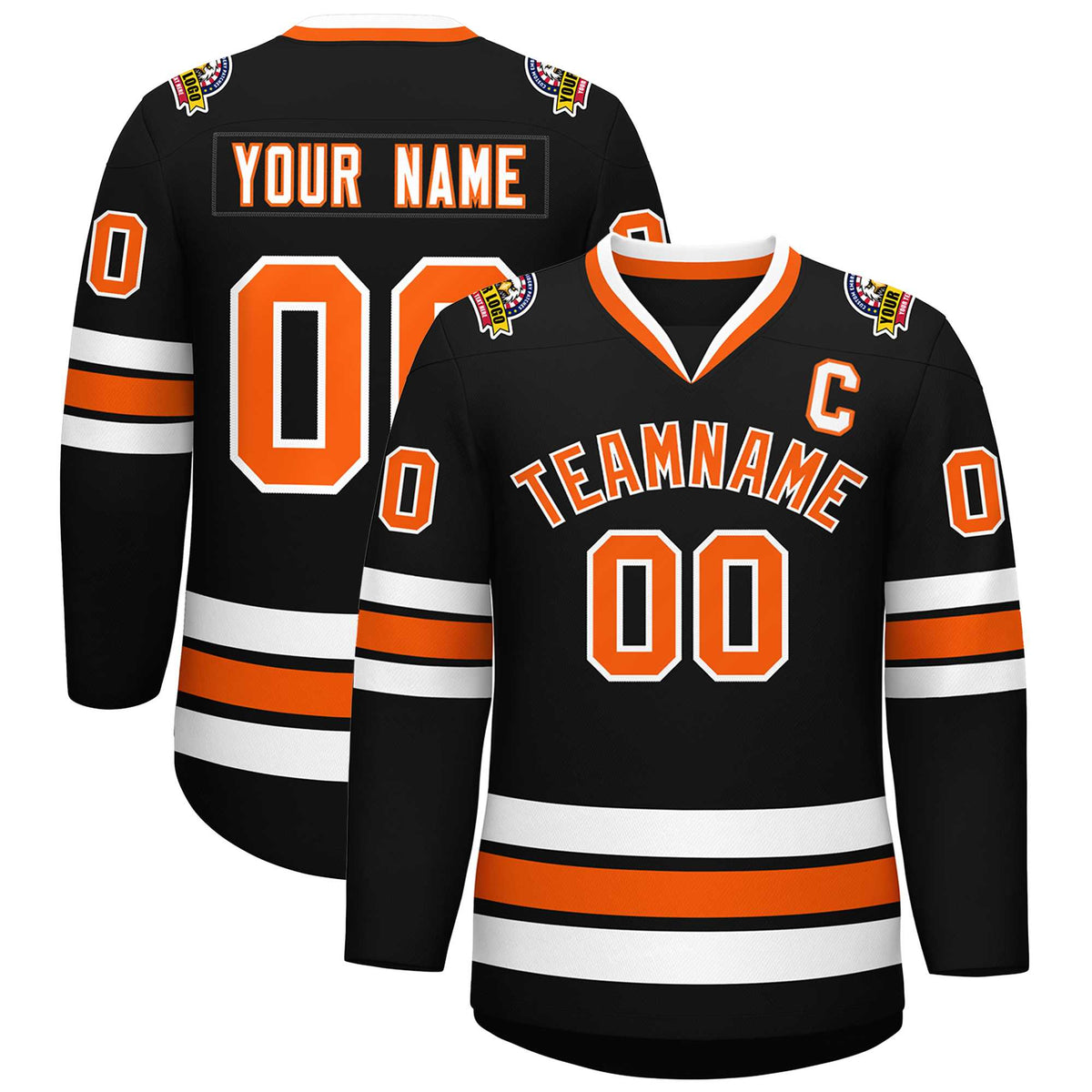 Custom Black Orange-White Classic Style Hockey Jersey | KXKSHOP
