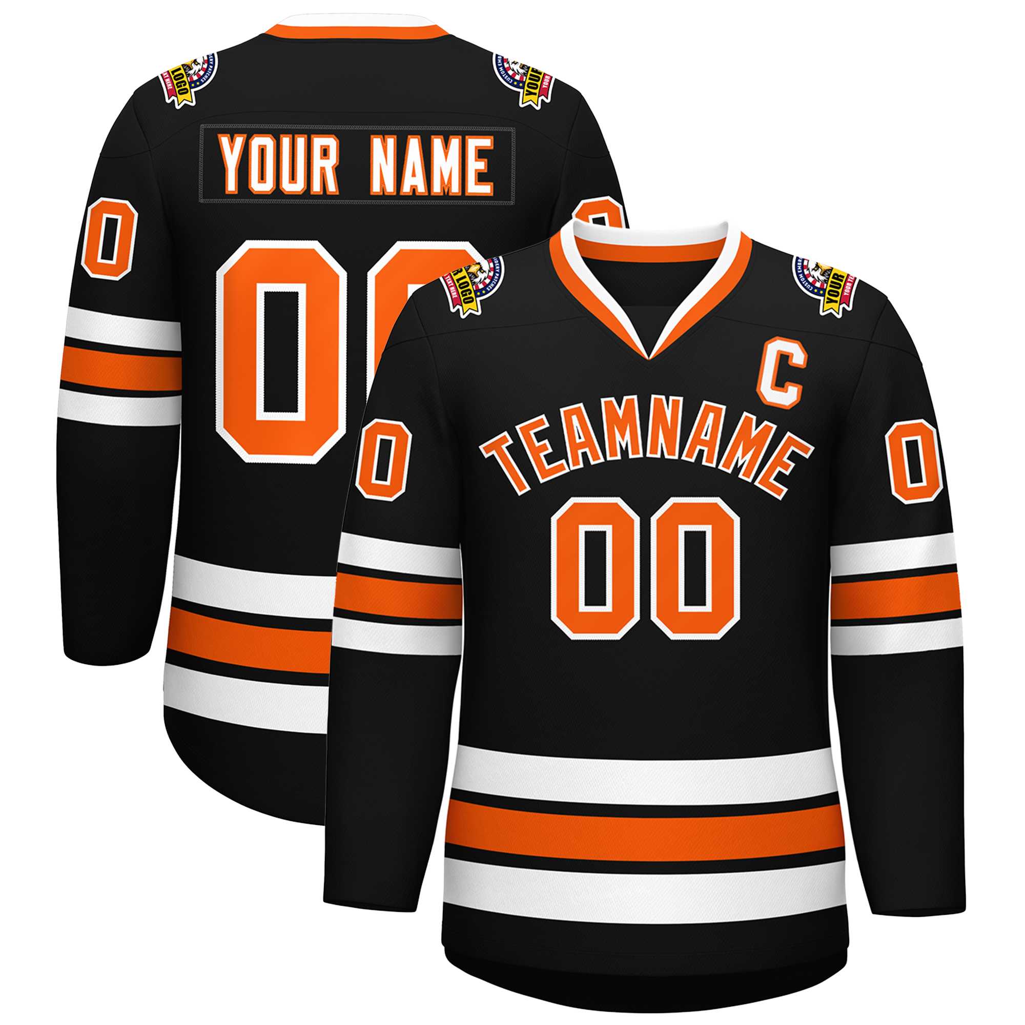 Custom Black Orange-White Classic Style Hockey Jersey | KXKSHOP