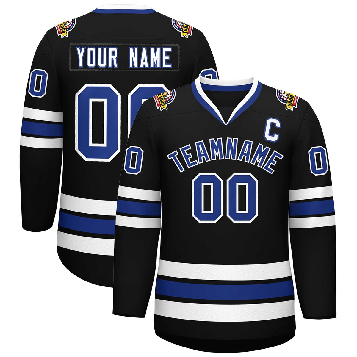 Custom Black Royal-White Classic Style Hockey Jersey | KXKSHOP