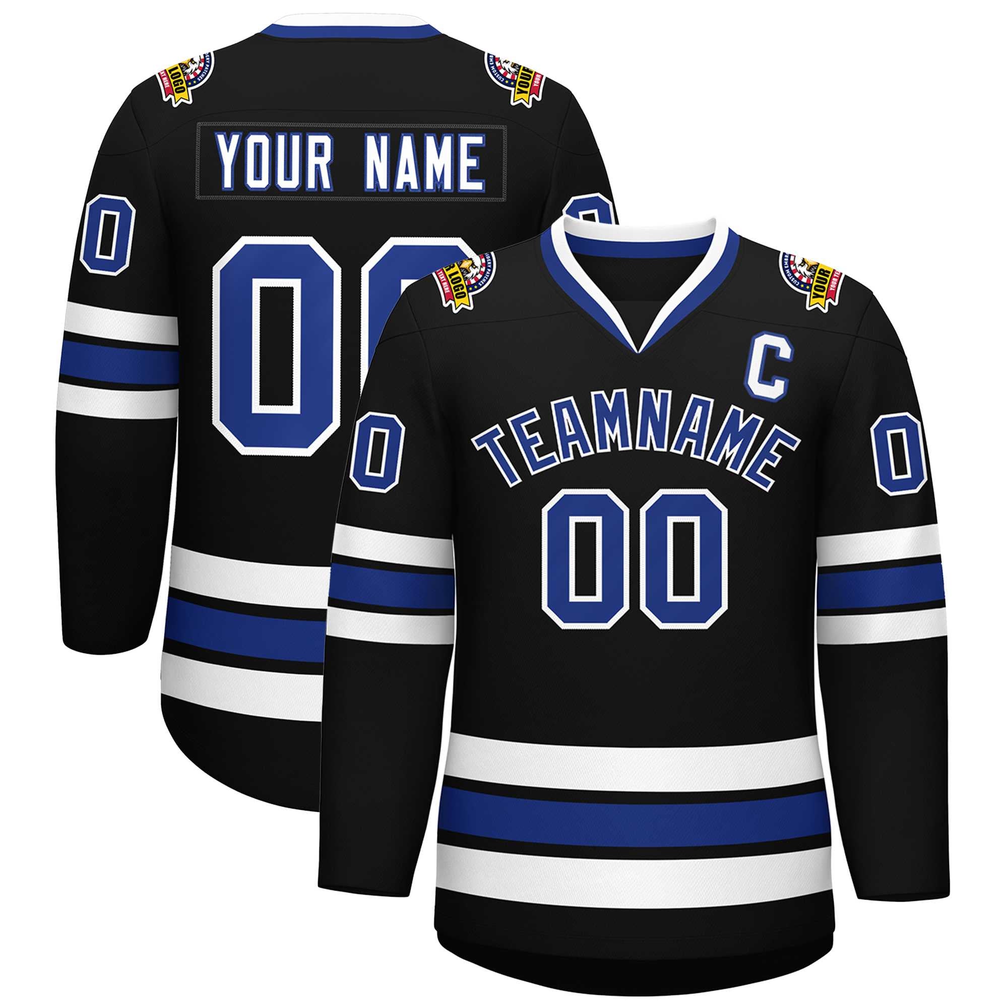 Custom Black Royal-White Classic Style Hockey Jersey | KXKSHOP