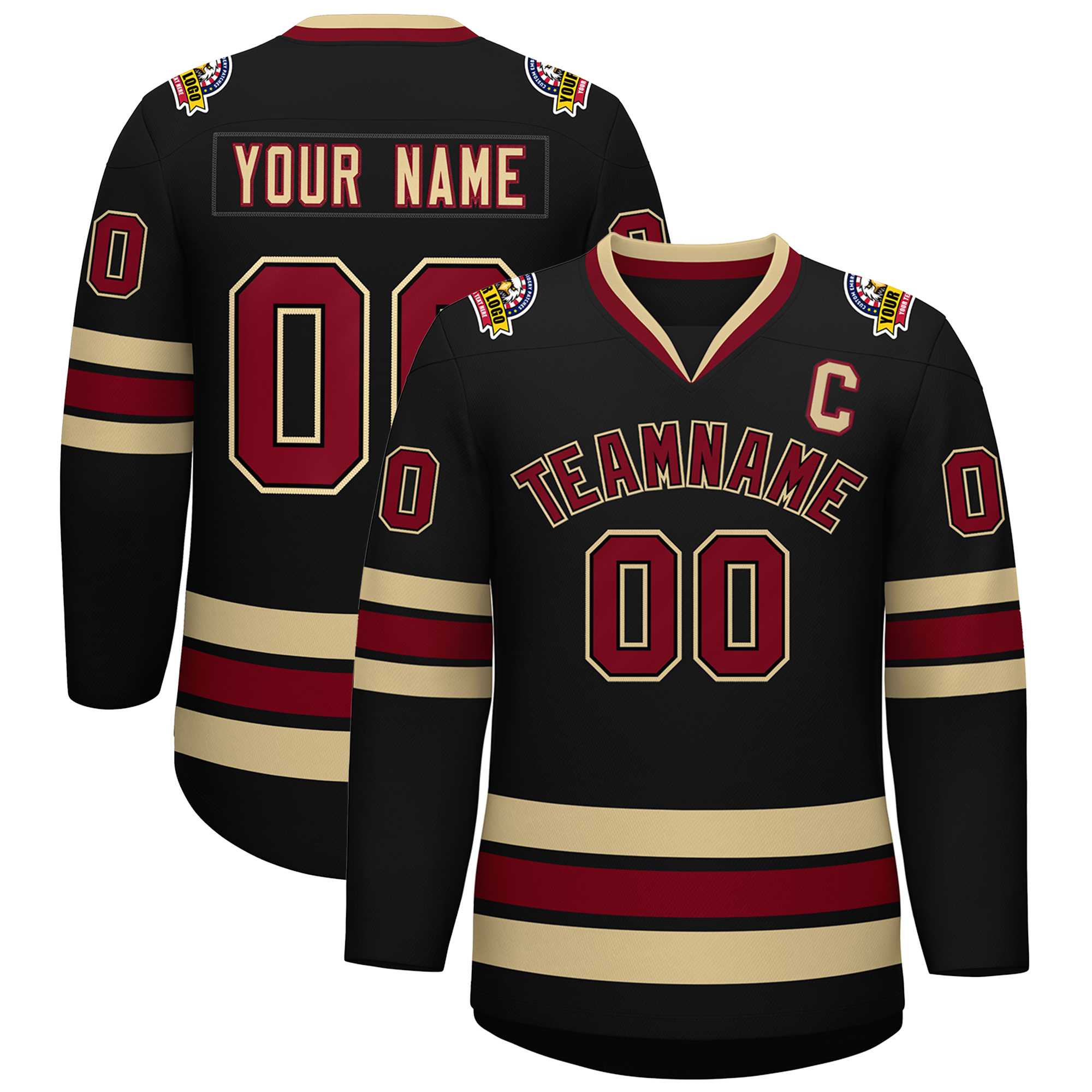 Custom Black Crimson-Black Classic Style Hockey Jersey | KXKSHOP