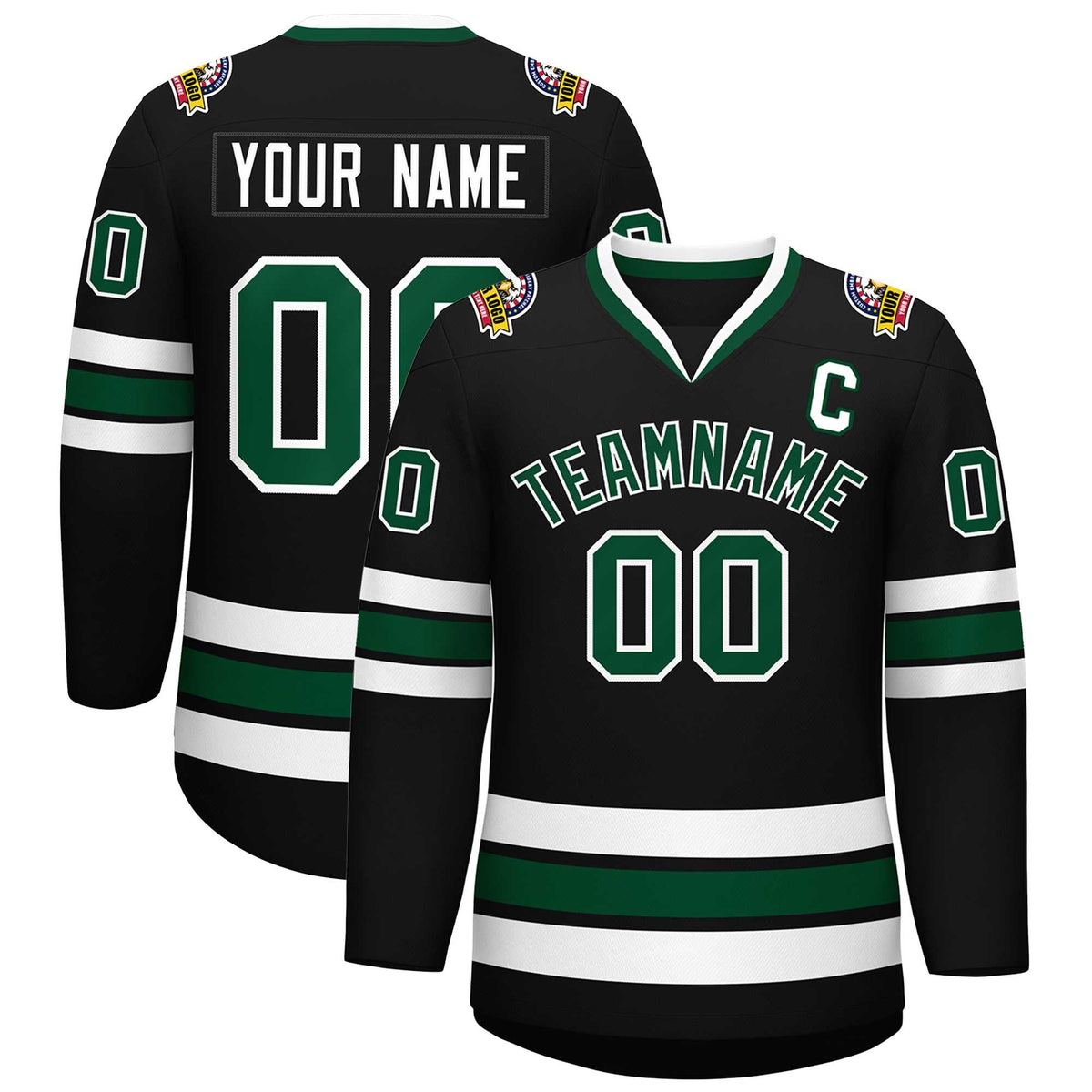 Custom Black Green-White Classic Style Hockey Jersey | KXKSHOP