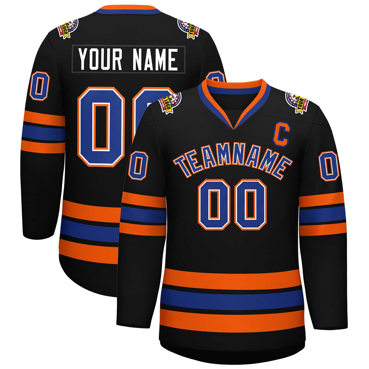 Custom Black Royal White-Orange Classic Style Hockey Jersey | KXKSHOP