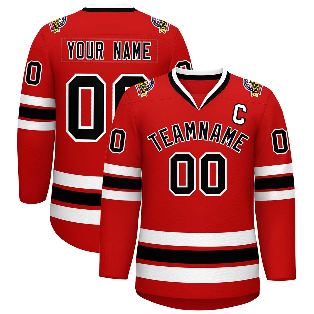 Custom Red Black-White Classic Style Hockey Jersey | KXKSHOP