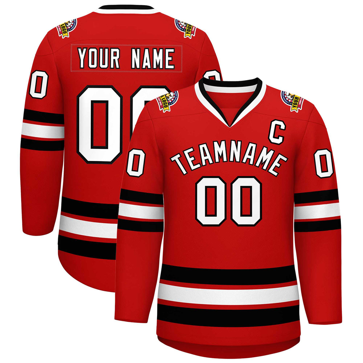 Custom Red White-Black Classic Style Hockey Jersey | KXKSHOP