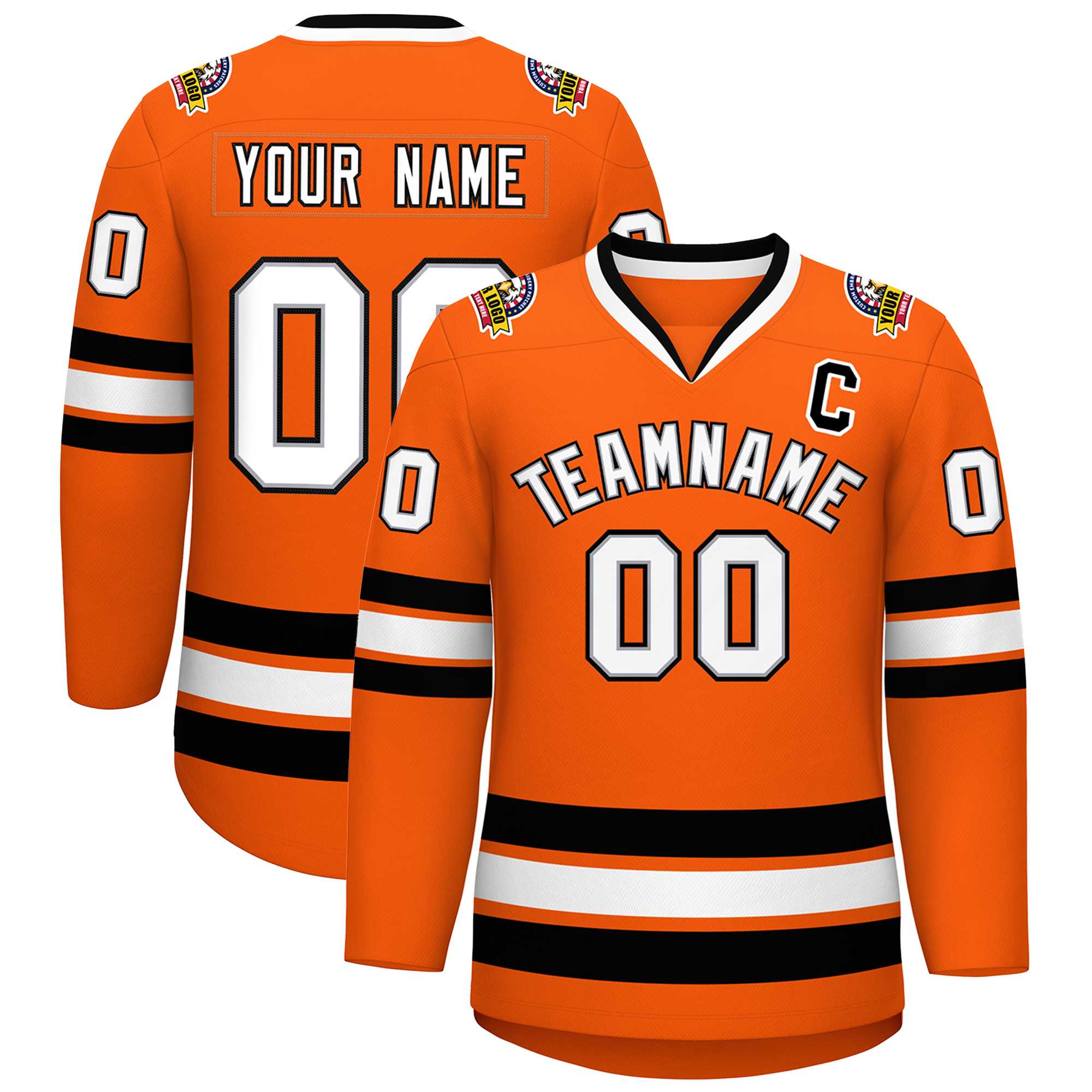 Custom Orange White Gray-Black Classic Style Hockey Jersey | KXKSHOP