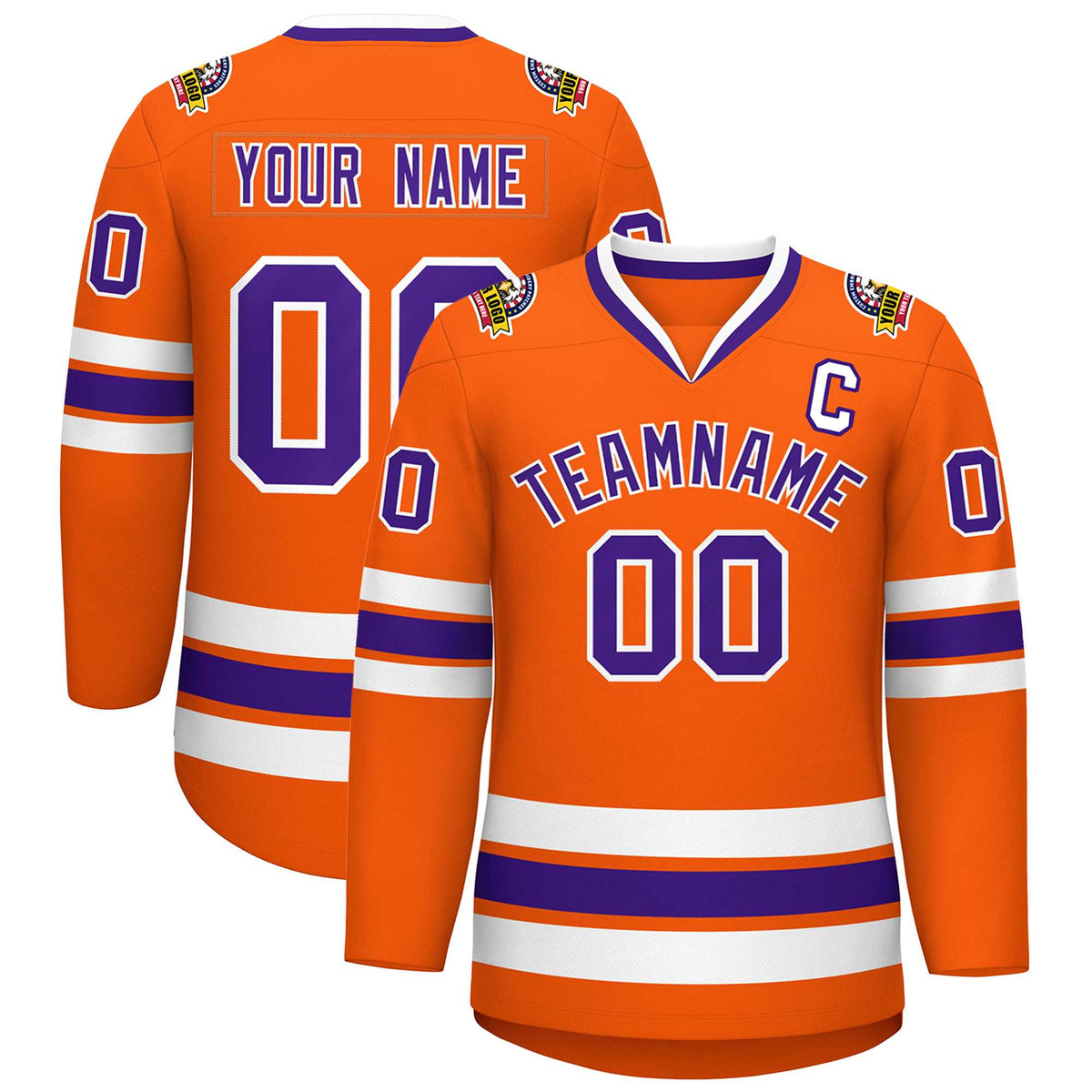 Custom Orange Purple-White Classic Style Hockey Jersey | KXKSHOP