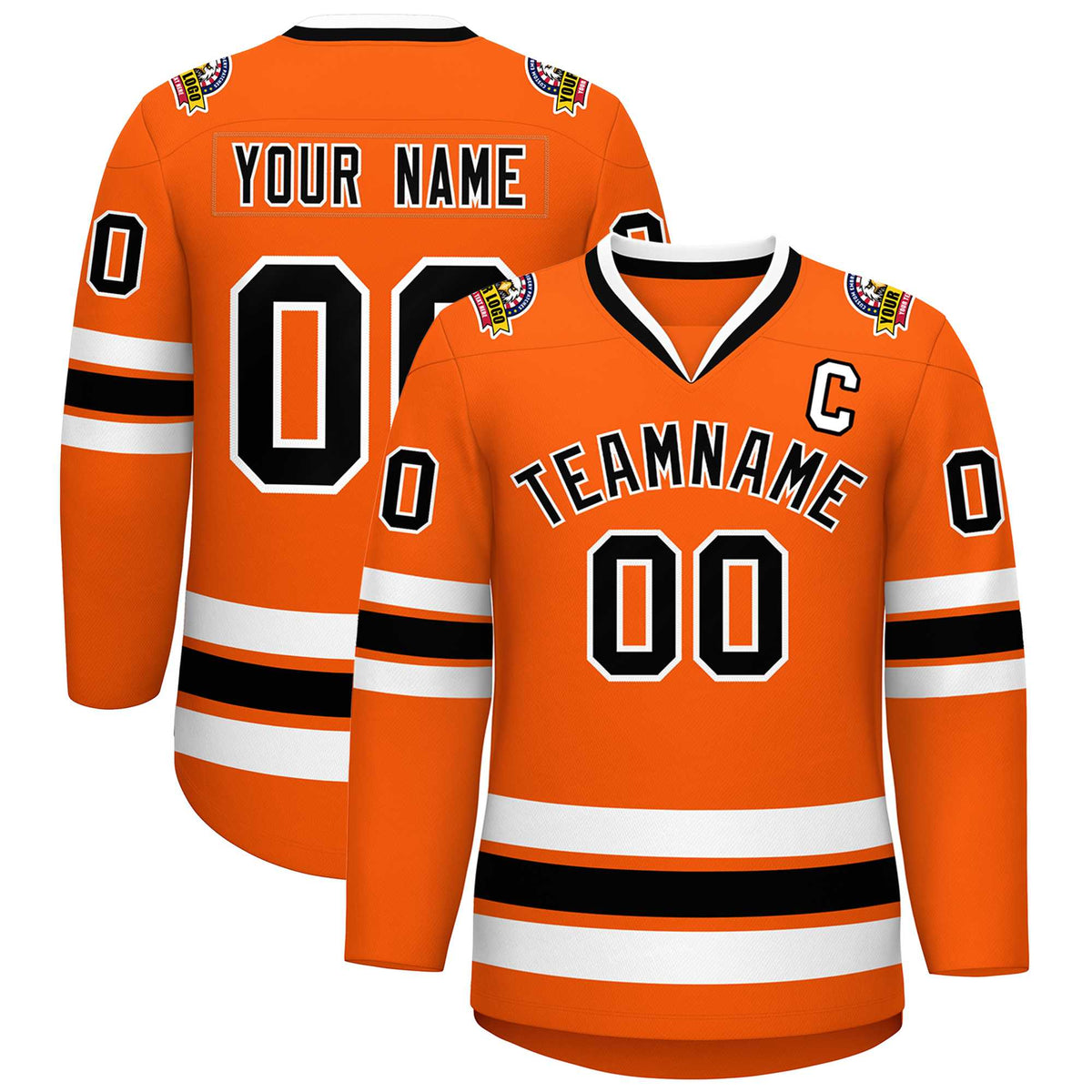 Custom Orange Black-White Classic Style Hockey Jersey | KXKSHOP