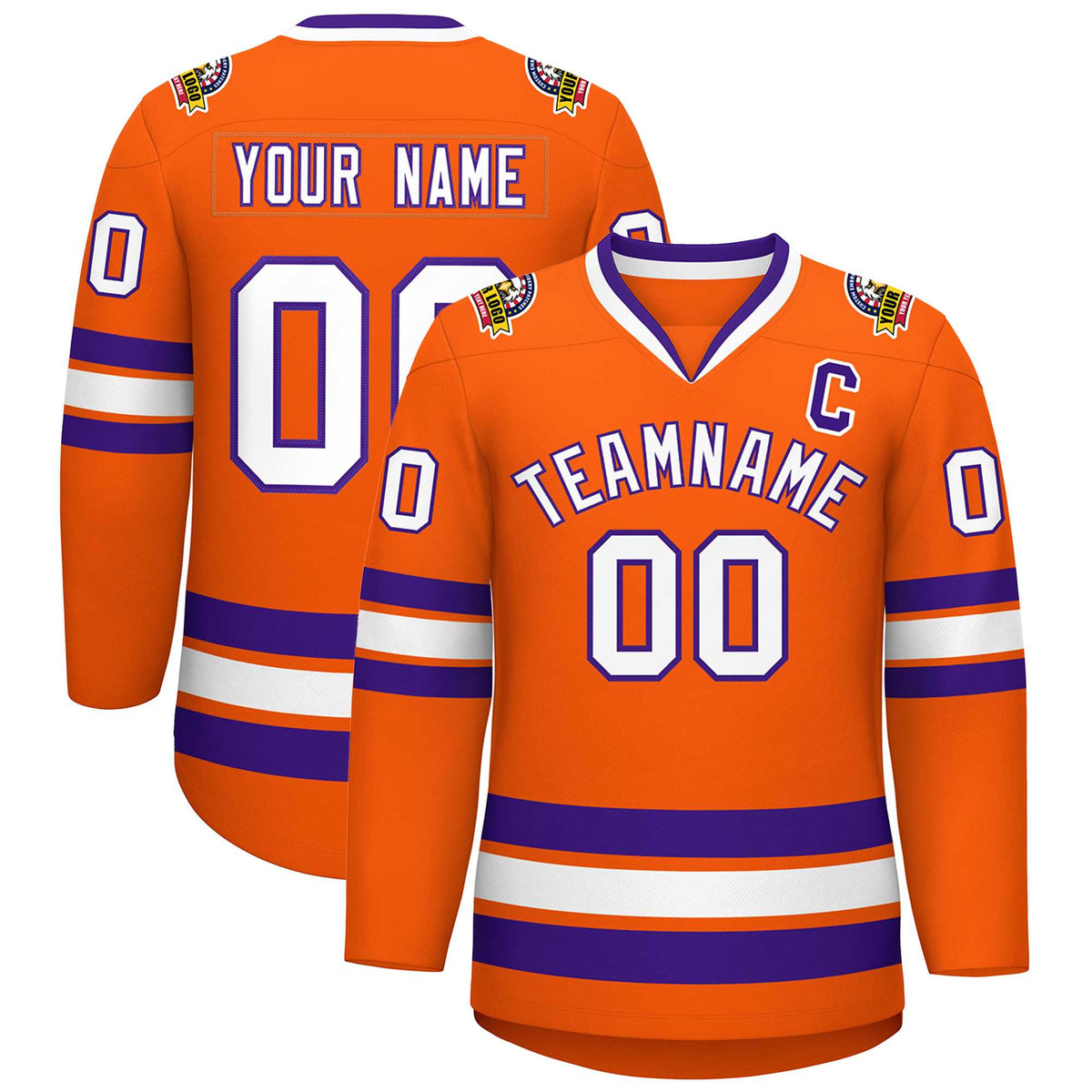 Custom Orange White-Purple Classic Style Hockey Jersey | KXKSHOP