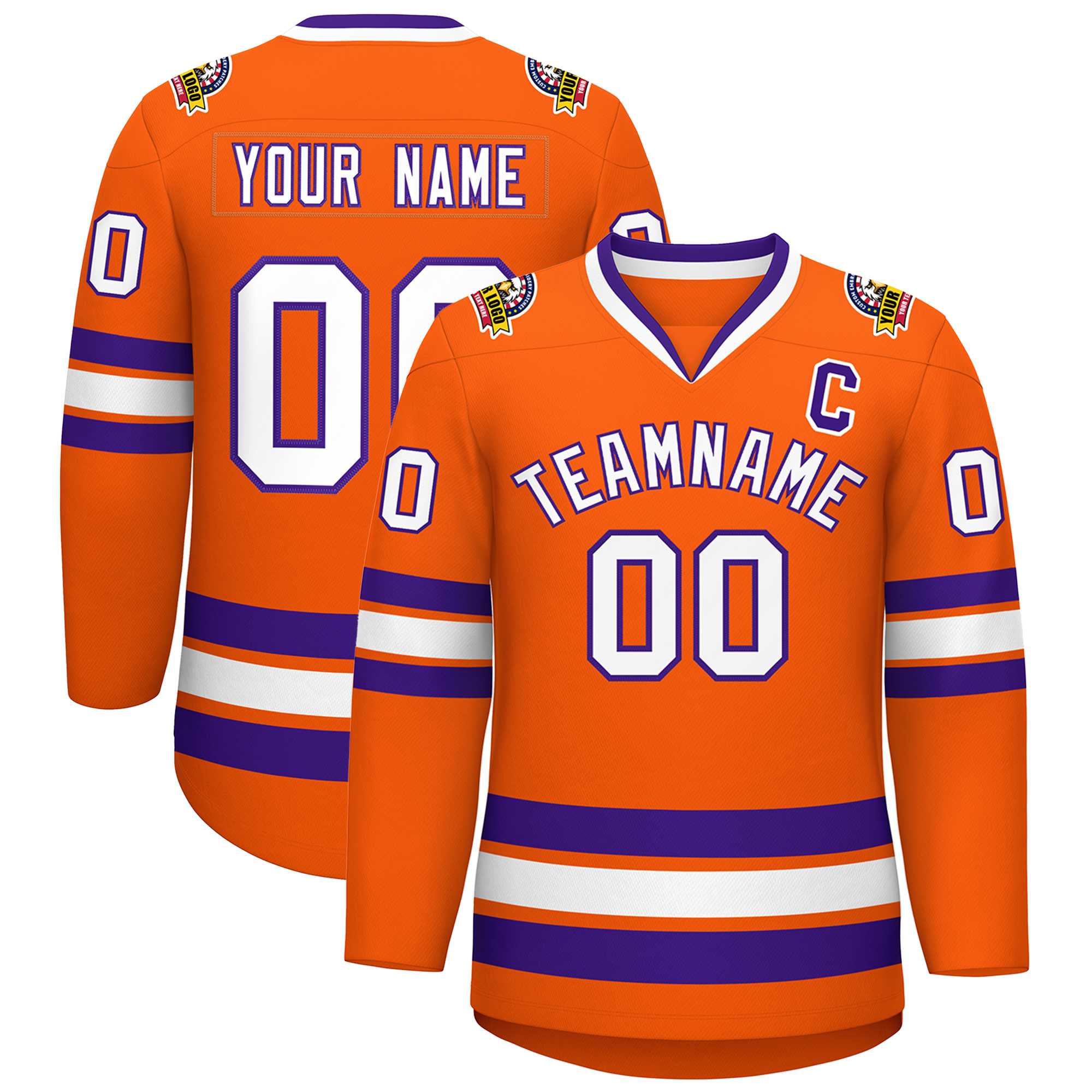 Custom Orange White-Purple Classic Style Hockey Jersey | KXKSHOP