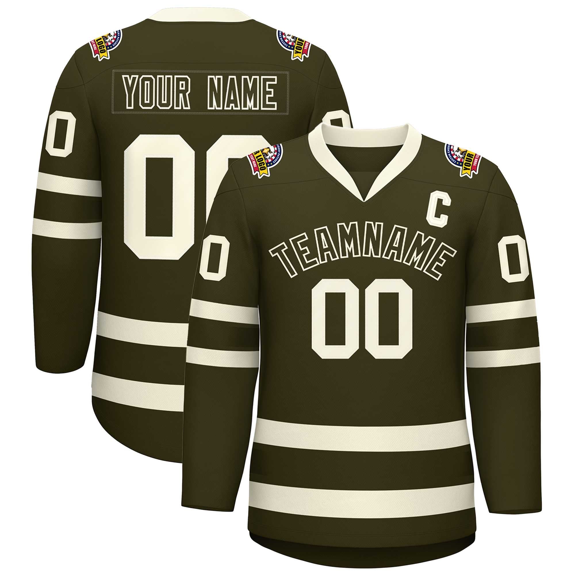 Custom Olive Olive-Khaki Classic Style Hockey Jersey | KXKSHOP