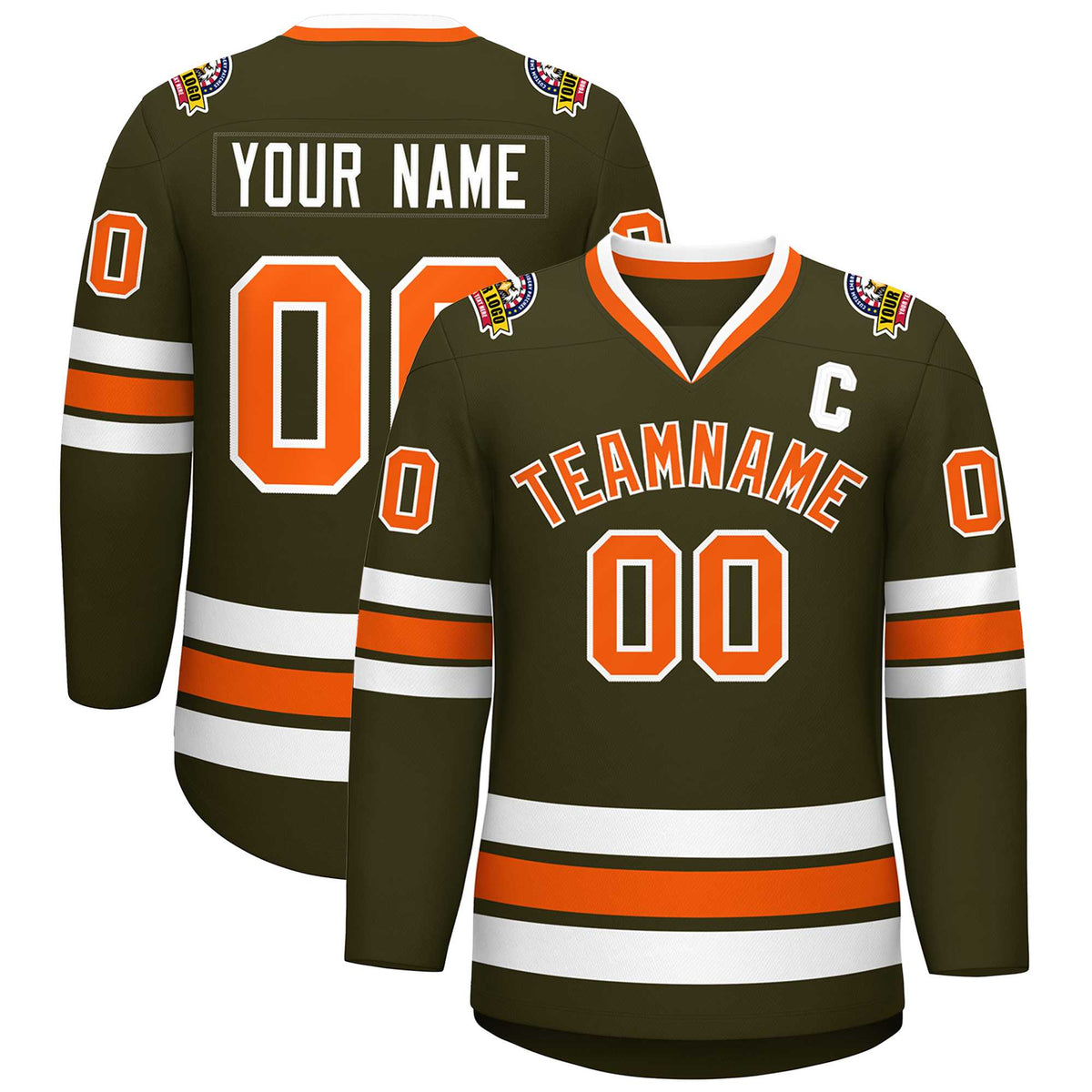Custom Olive Orange-White Classic Style Hockey Jersey | KXKSHOP