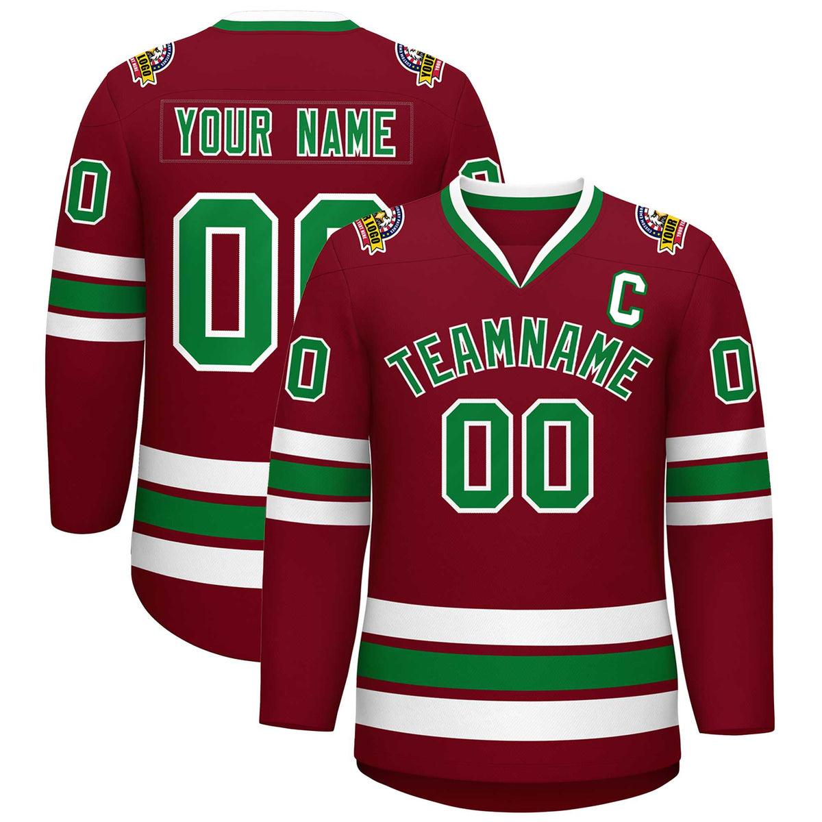Custom Crimson Kelly Green-White Classic Style Hockey Jersey | KXKSHOP