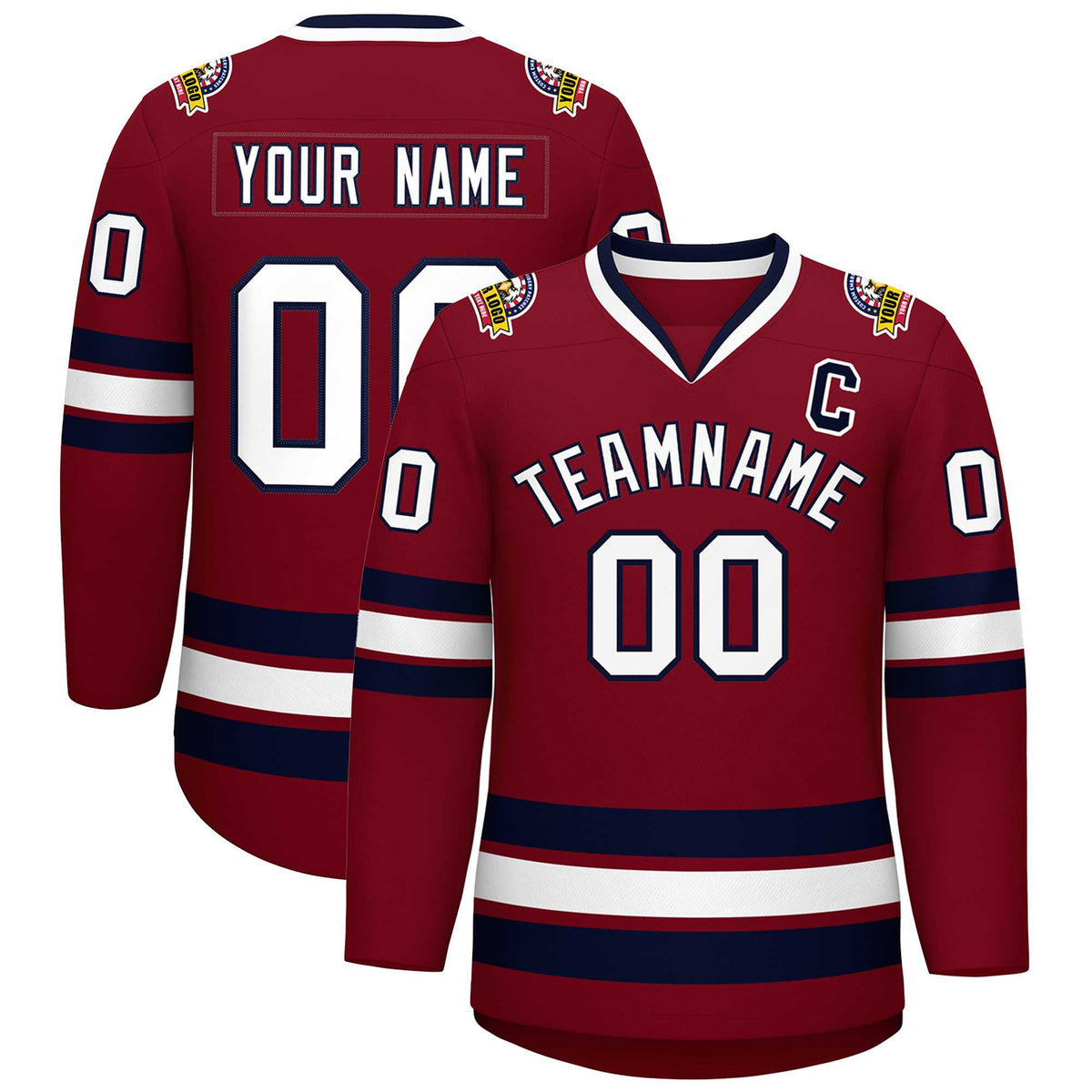 Custom Crimson White-Navy Classic Style Hockey Jersey | KXKSHOP