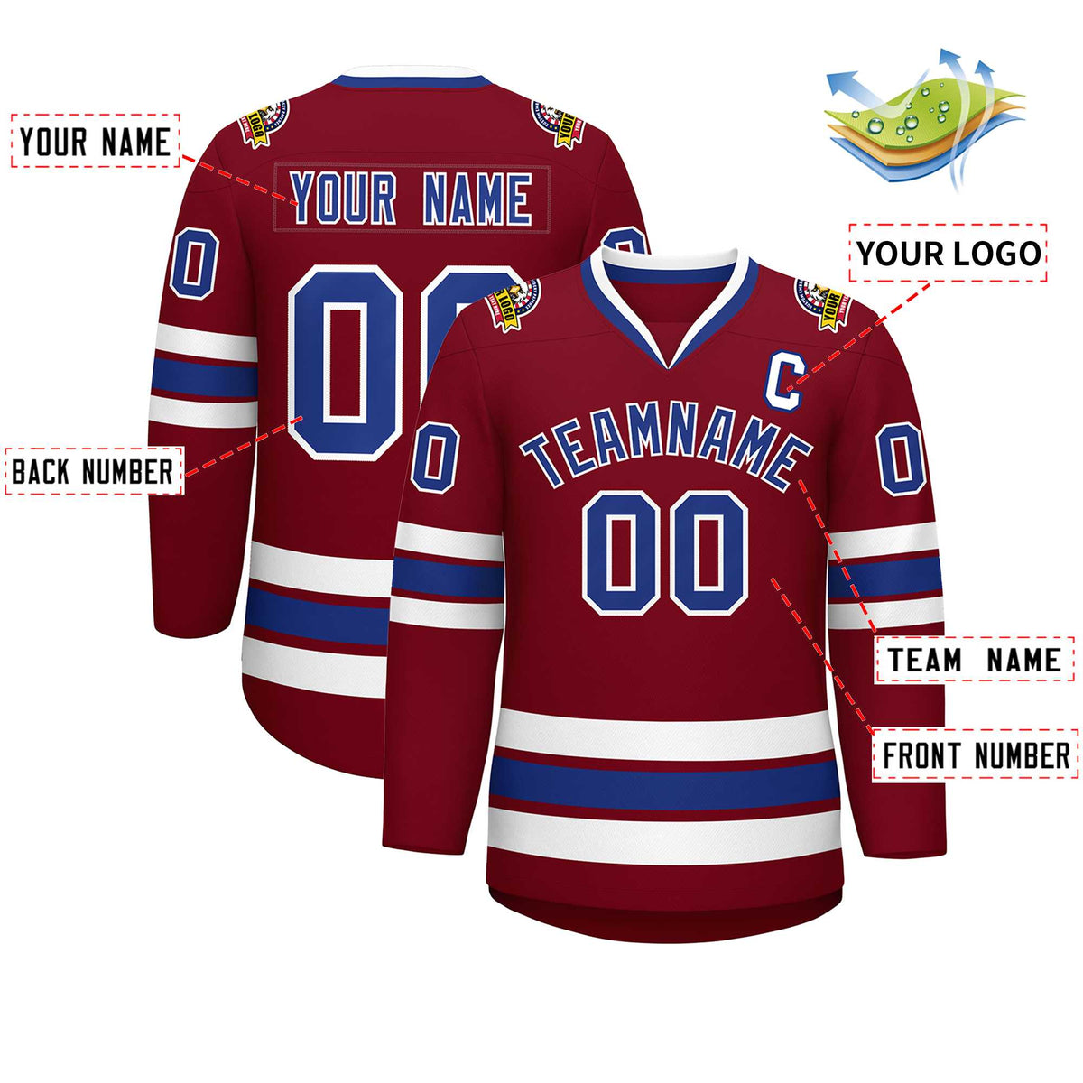 Custom Crimson Royal-White Classic Style Hockey Jersey | KXKSHOP