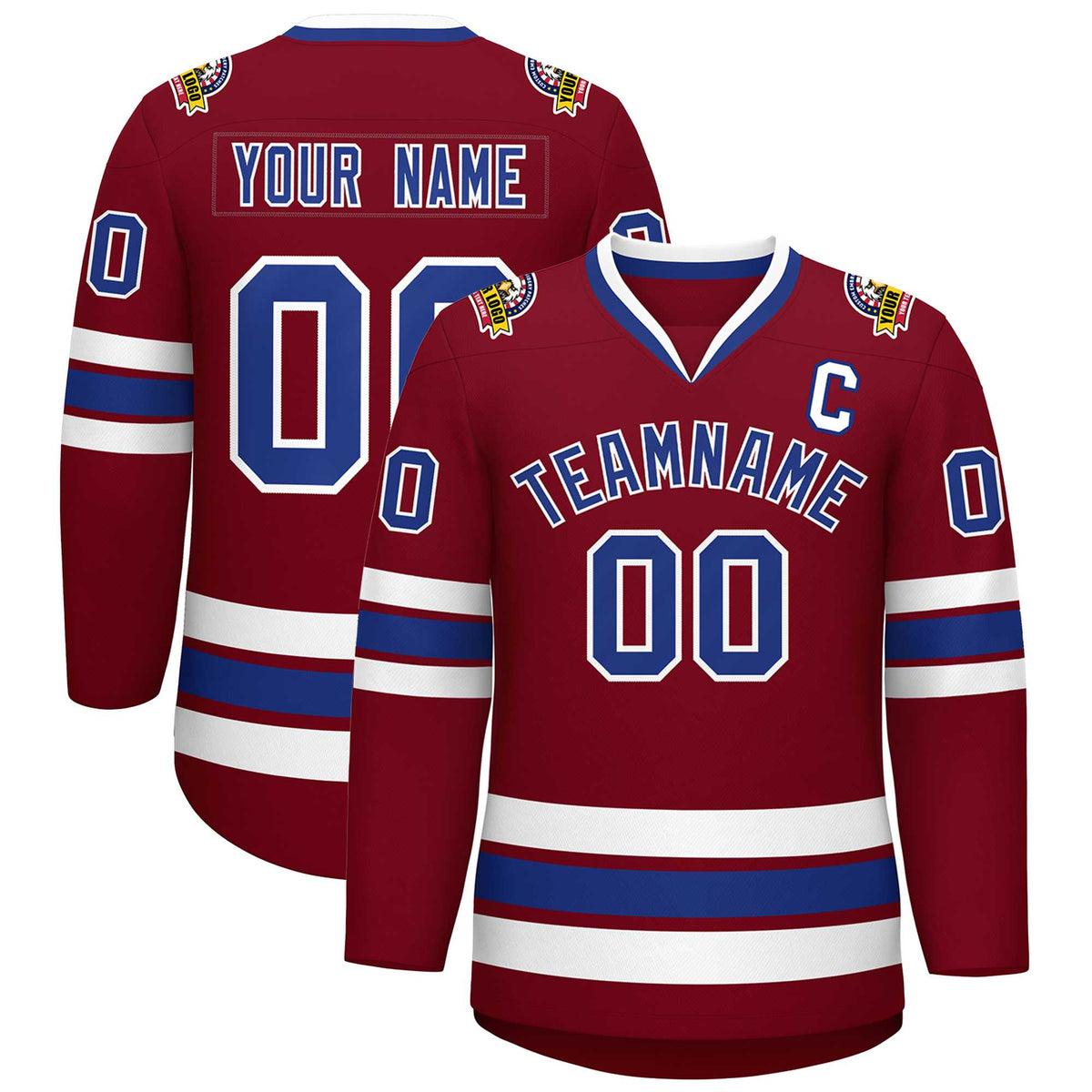 Custom Crimson Royal-White Classic Style Hockey Jersey | KXKSHOP