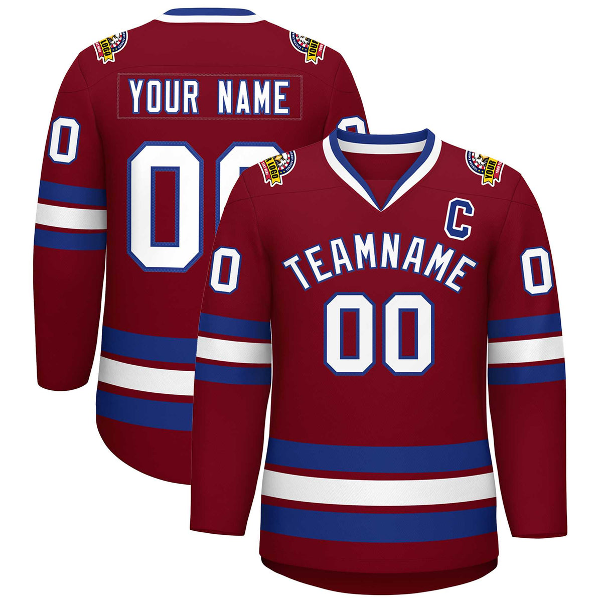 Custom Crimson White-Royal Classic Style Hockey Jersey | KXKSHOP