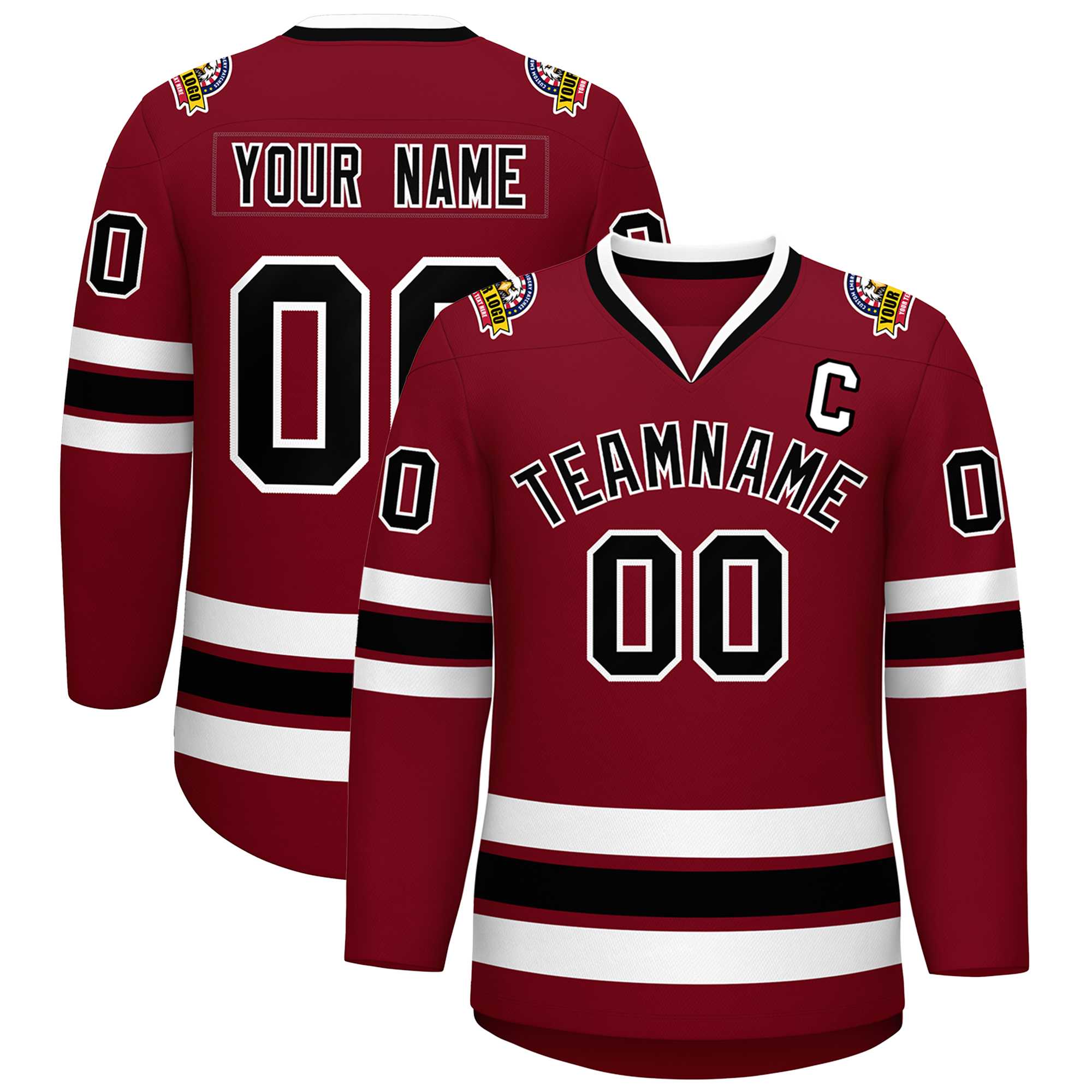 Custom Crimson Black-White Classic Style Hockey Jersey | KXKSHOP