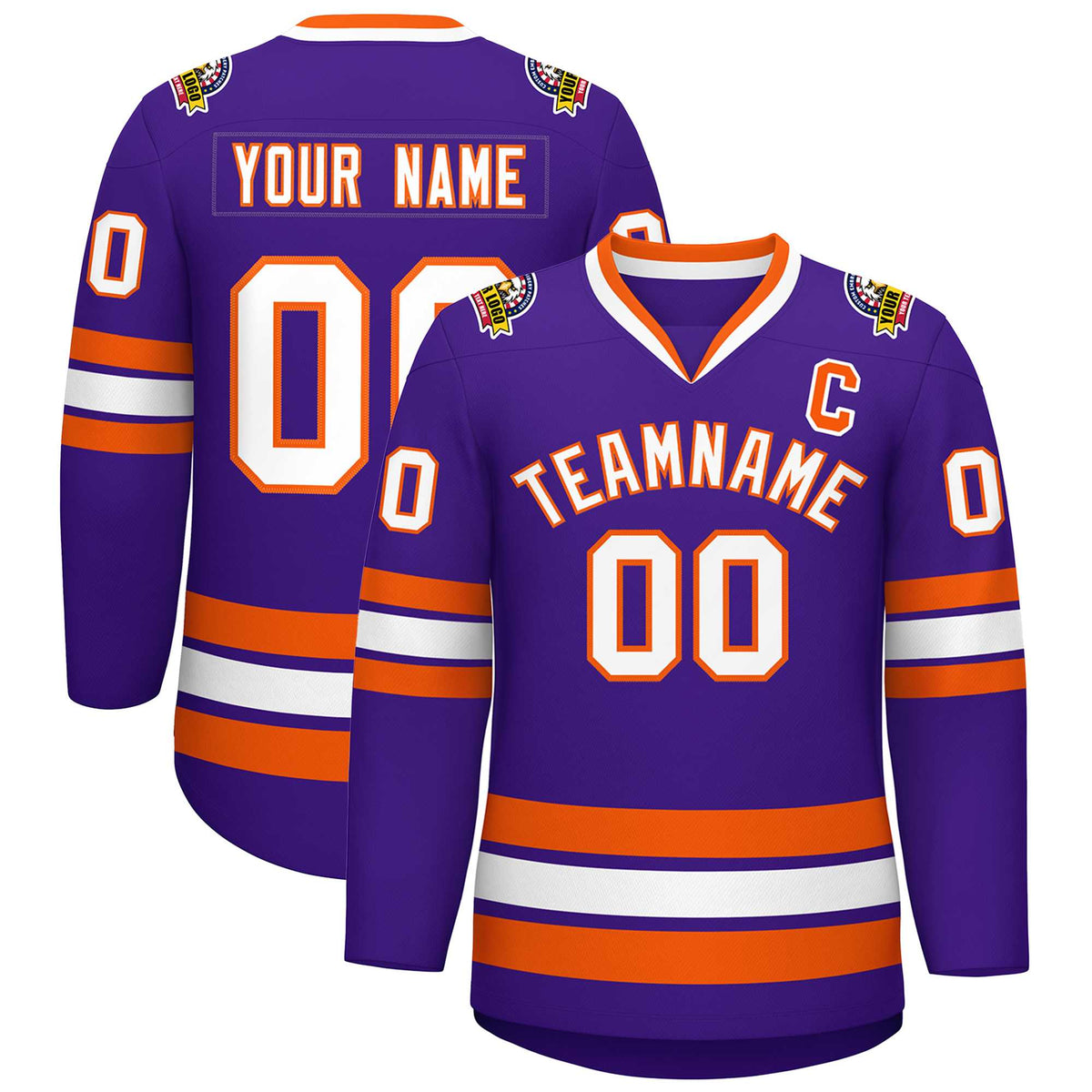 Custom Purple White-Orange Classic Style Hockey Jersey | KXKSHOP