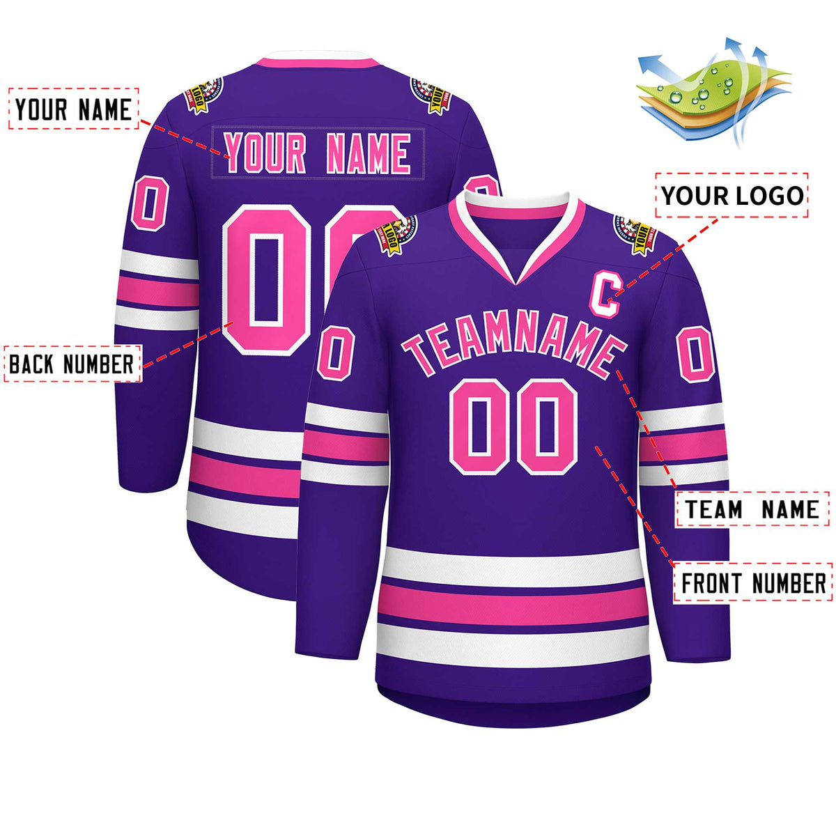 Custom Purple Pink-White Classic Style Hockey Jersey | KXKSHOP