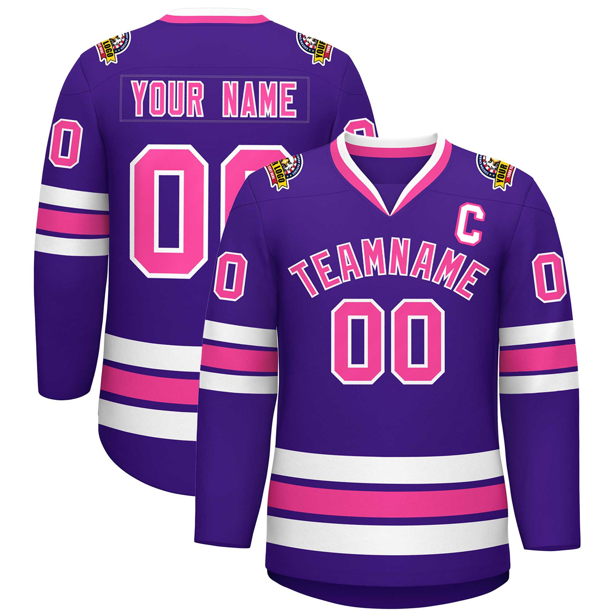 Custom Purple Pink-White Classic Style Hockey Jersey | KXKSHOP