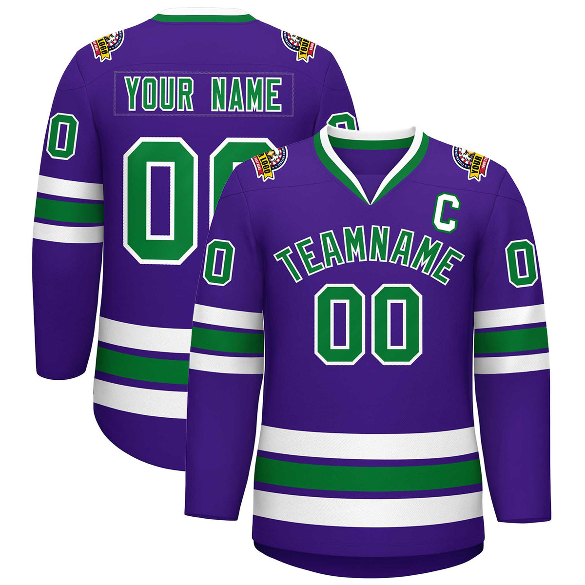Custom Purple Kelly Green-White Classic Style Hockey Jersey | KXKSHOP
