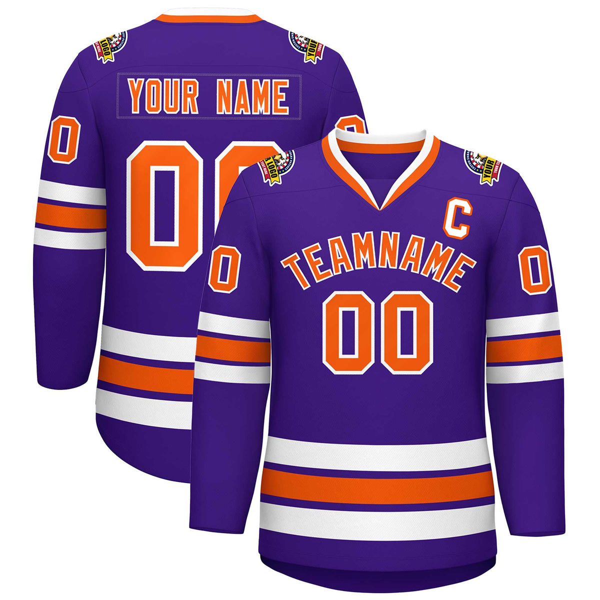 Custom Purple Orange-White Classic Style Hockey Jersey | KXKSHOP
