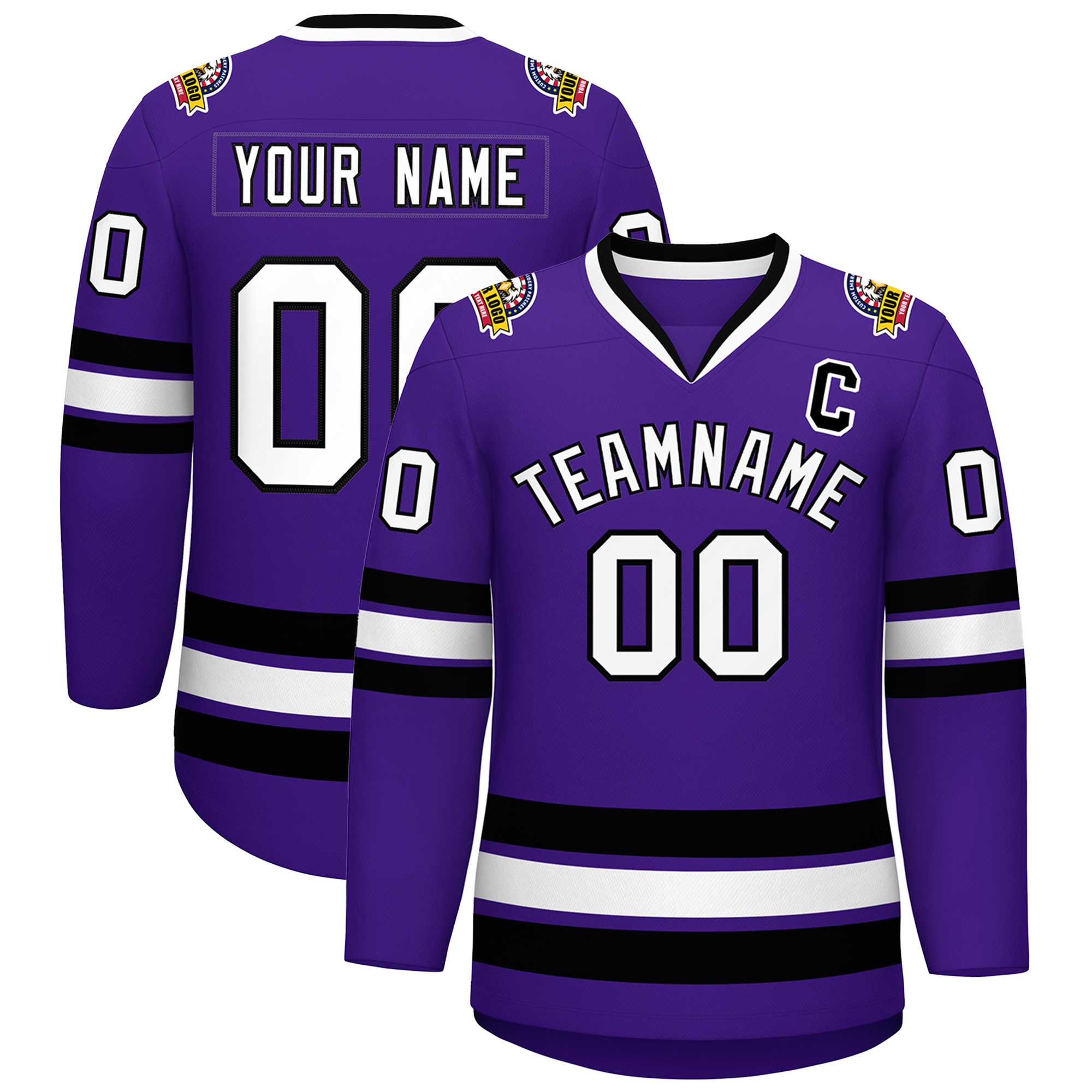 Custom Purple White-Black Classic Style Hockey Jersey | KXKSHOP