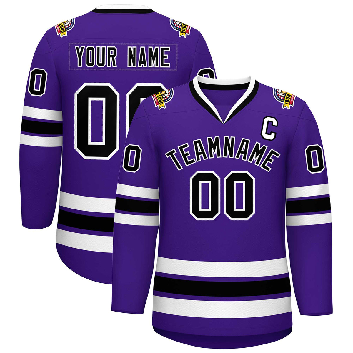 Custom Purple Black-White Classic Style Hockey Jersey | KXKSHOP