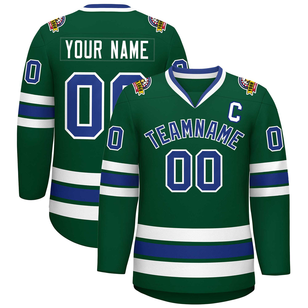 Custom Green Royal-White Classic Style Hockey Jersey | KXKSHOP