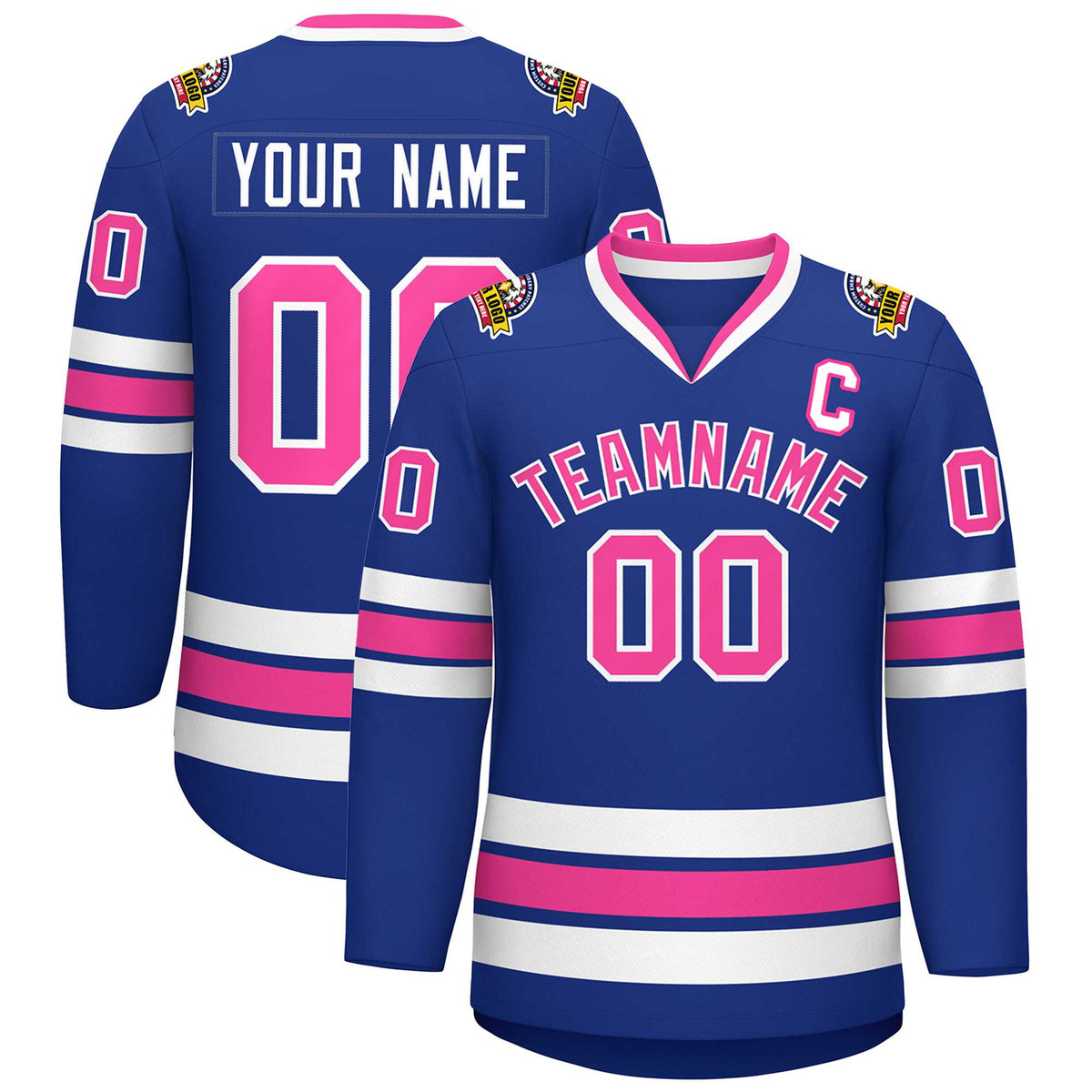 Custom Royal Pink-White Classic Style Hockey Jersey | KXKSHOP