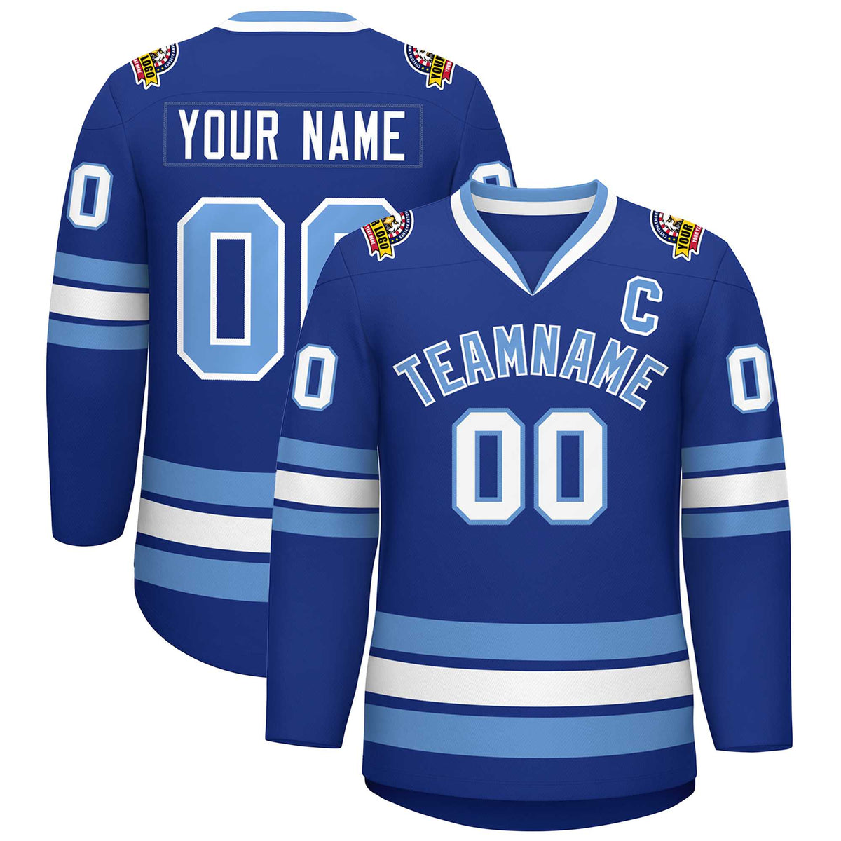 Custom Royal Light Blue-White Classic Style Hockey Jersey | KXKSHOP